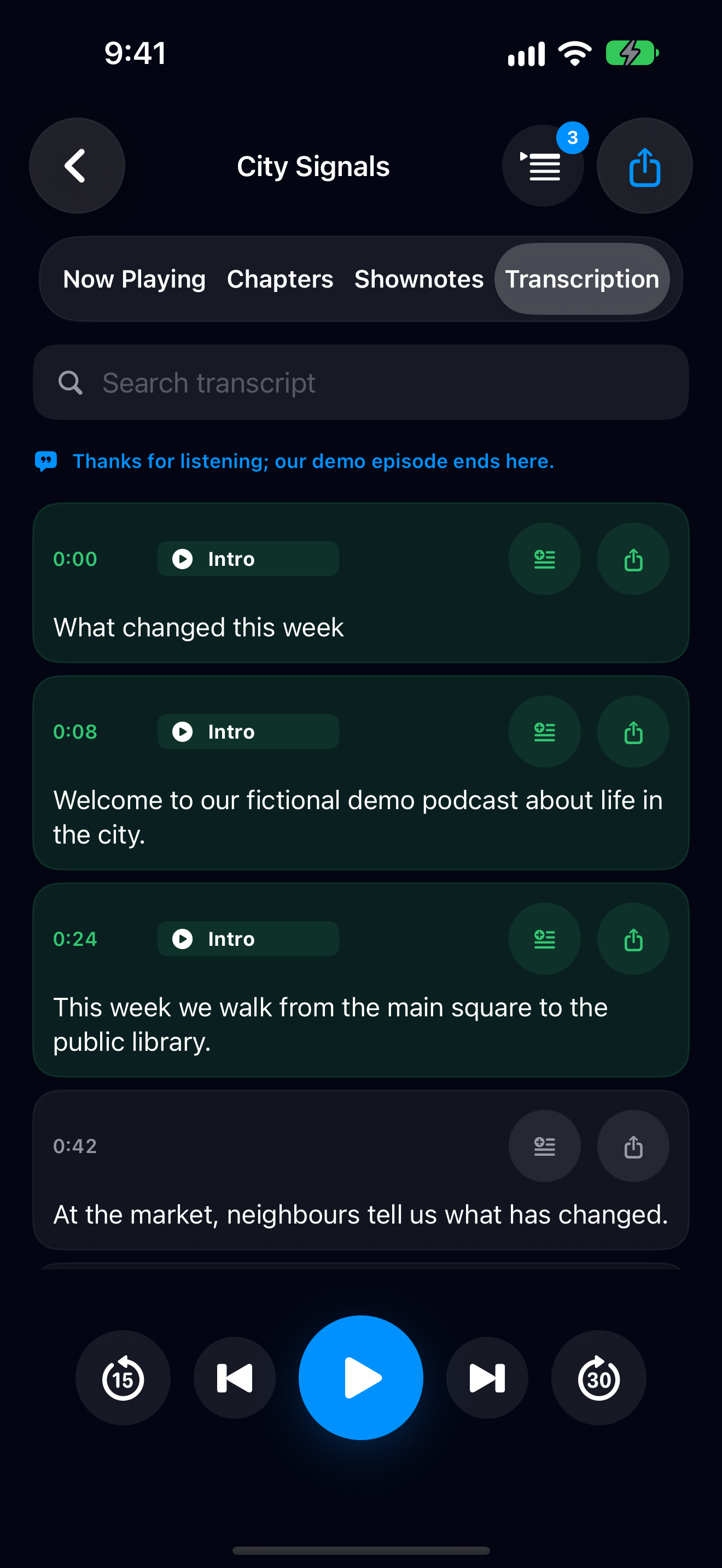 MuteCast iPhone screenshot 6: iphone 6 9 transcript