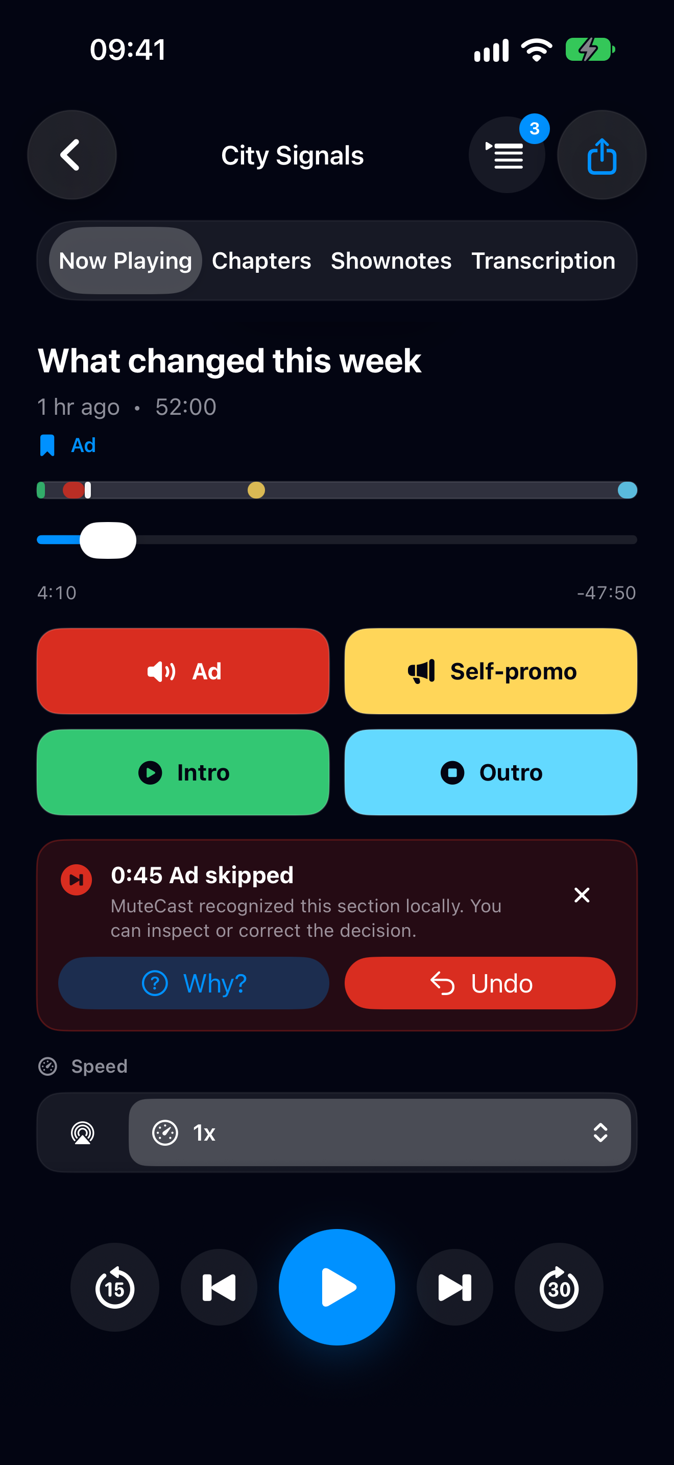 MuteCast iPhone screenshot 3: iphone 6 9 learning autoskip