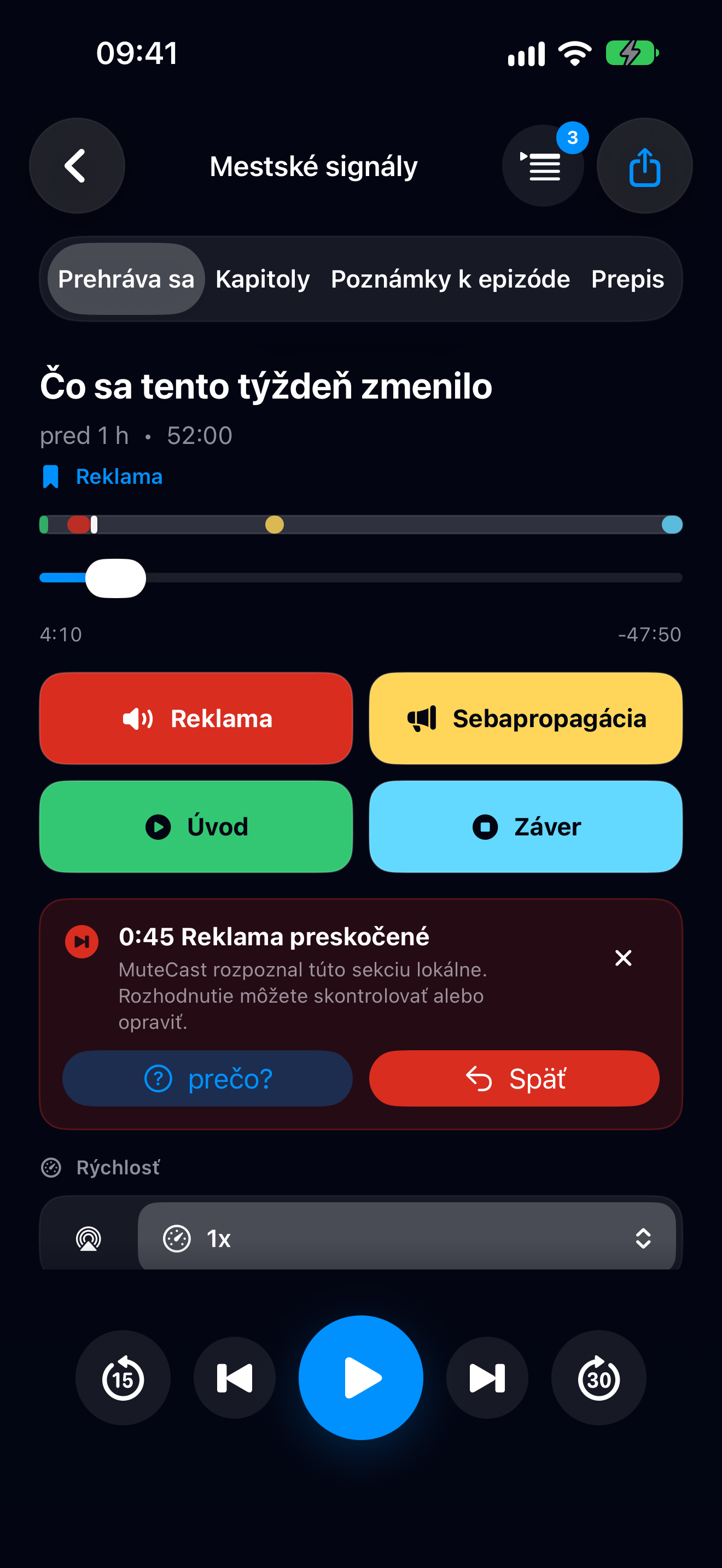 MuteCast iPhone screenshot 3: iphone 6 9 learning autoskip