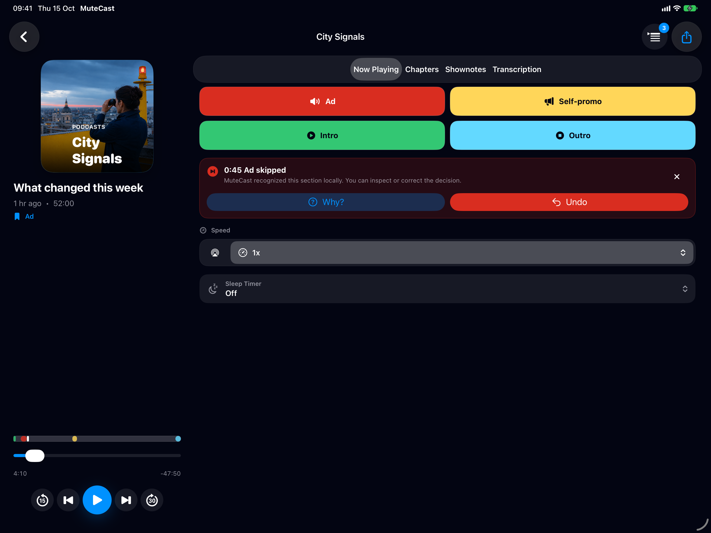 MuteCast iPad screenshot 3: ipad 13 learning autoskip