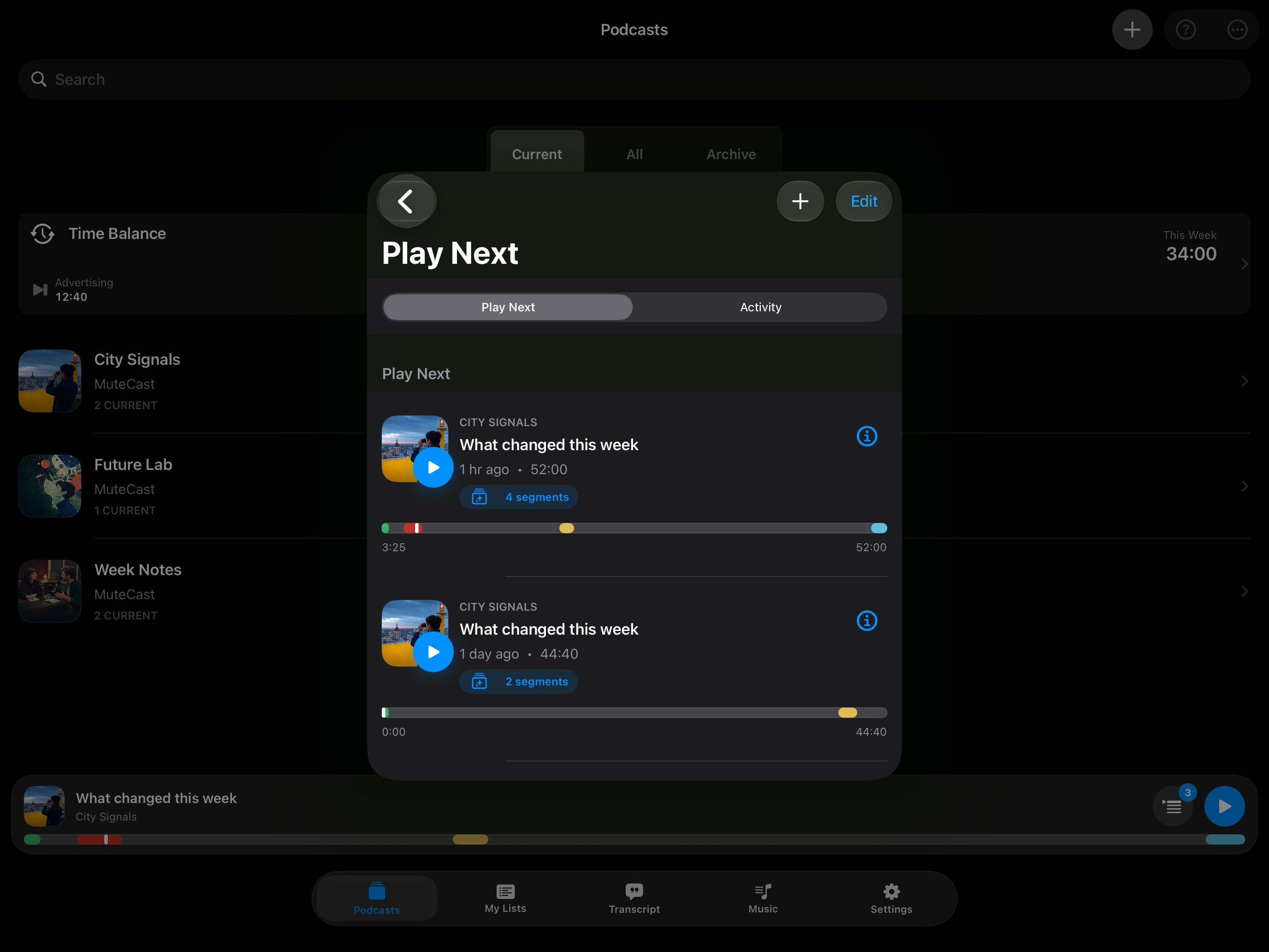 MuteCast iPad screenshot 8: ipad 13 queue