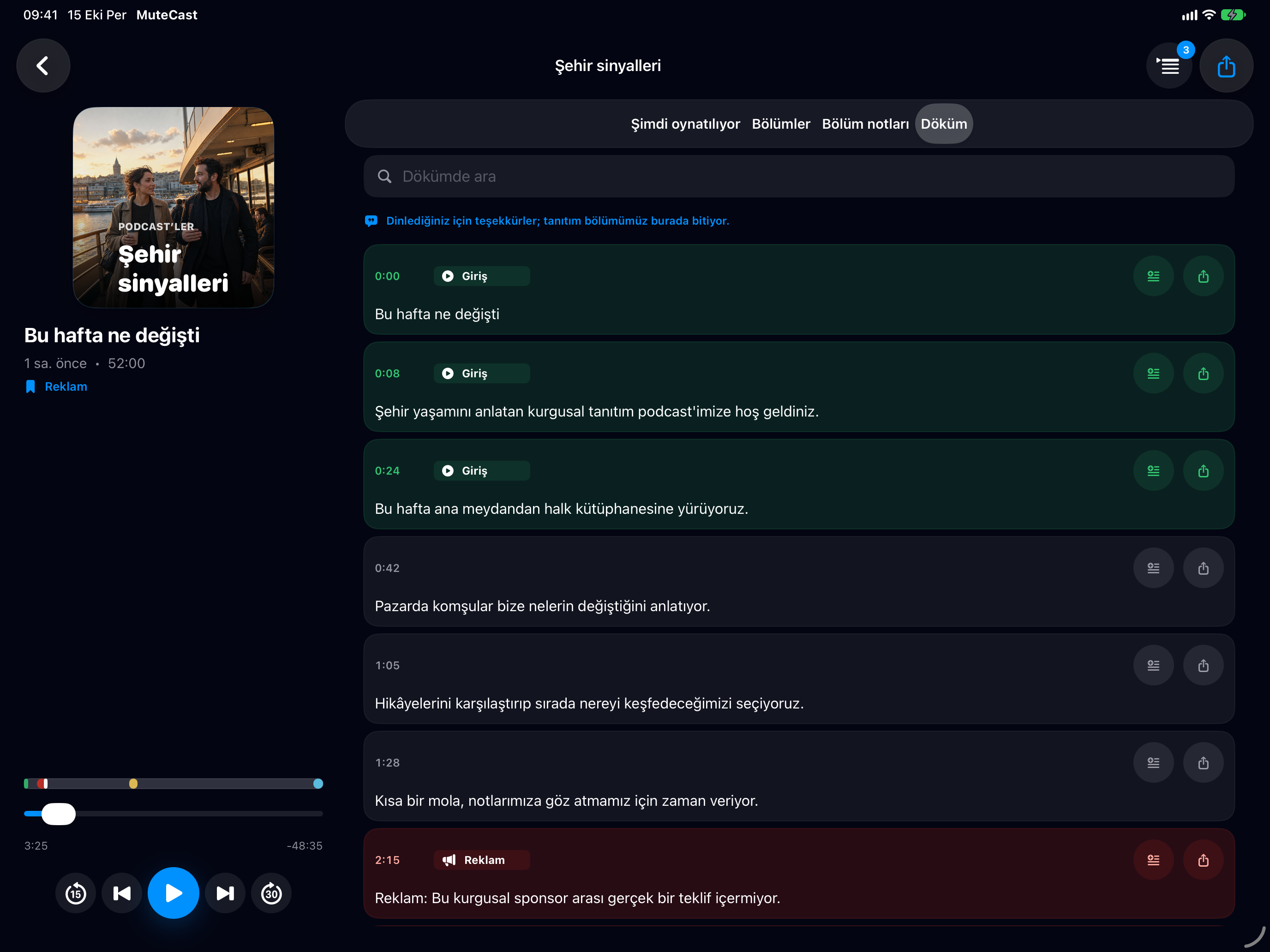 MuteCast iPad screenshot 6: ipad 13 transcript
