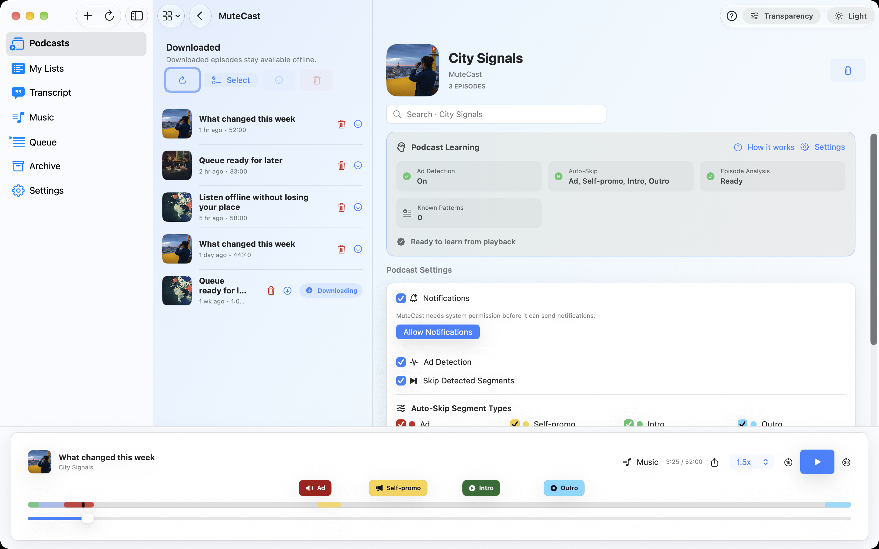 MuteCast Mac screenshot 6: Podcast Settings