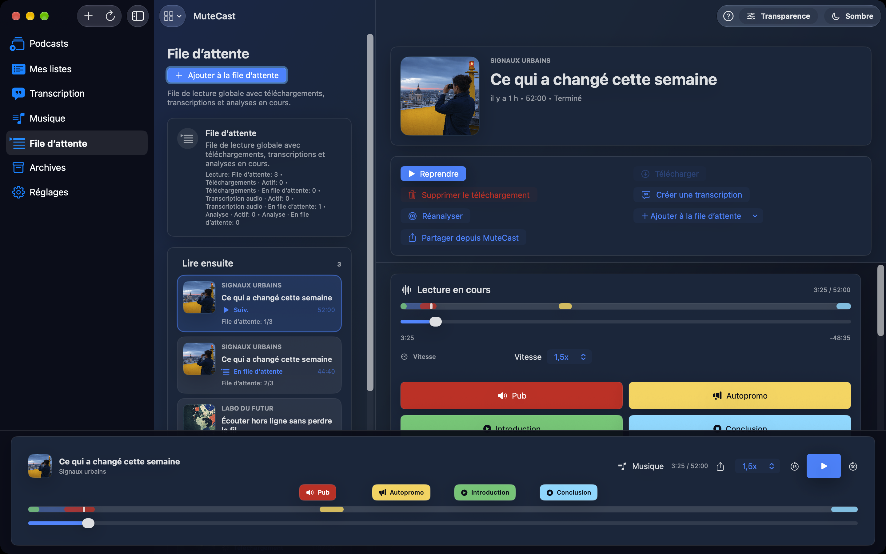 MuteCast Mac screenshot 8: mac dark queue