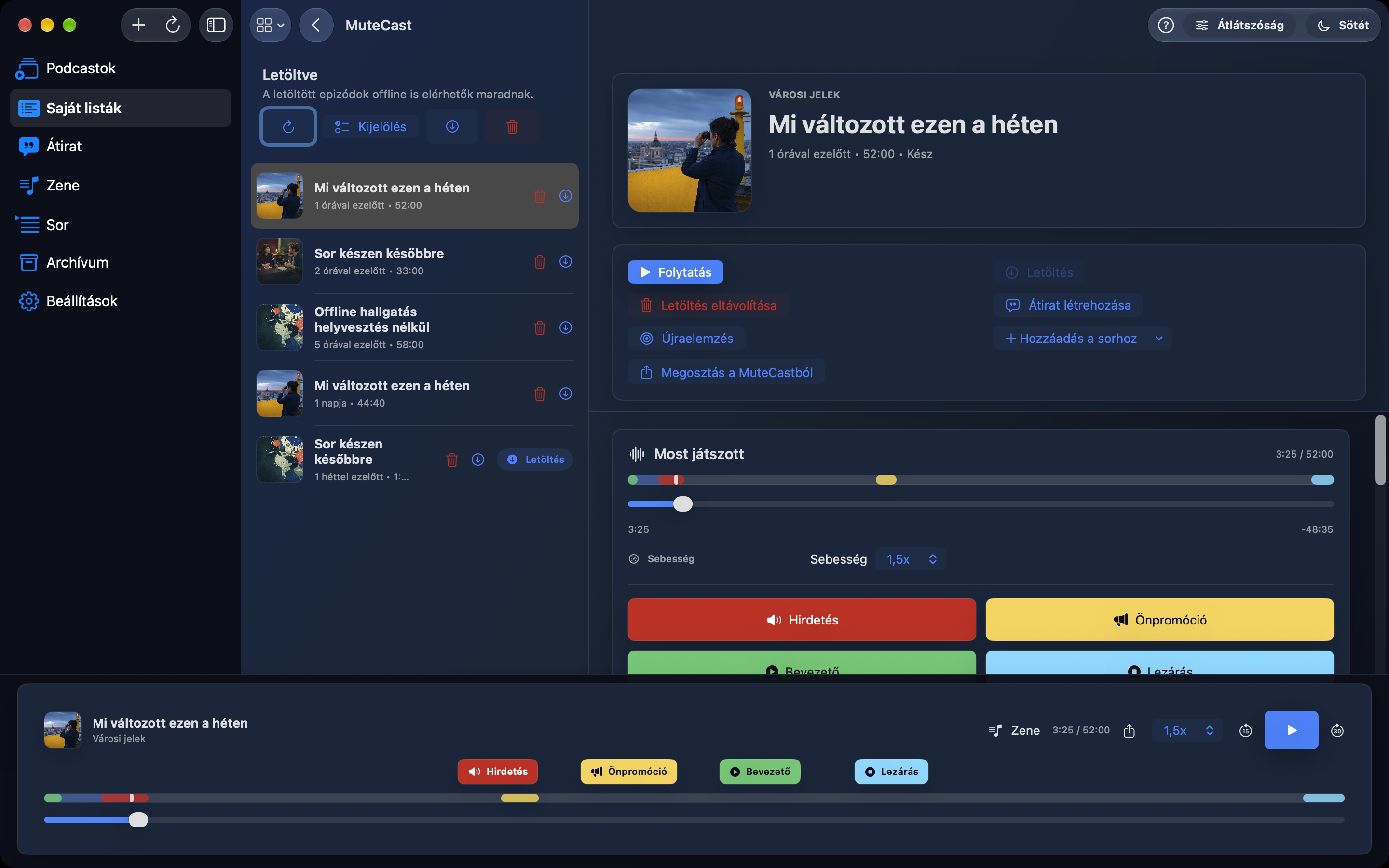 MuteCast Mac screenshot 1: mac dark player
