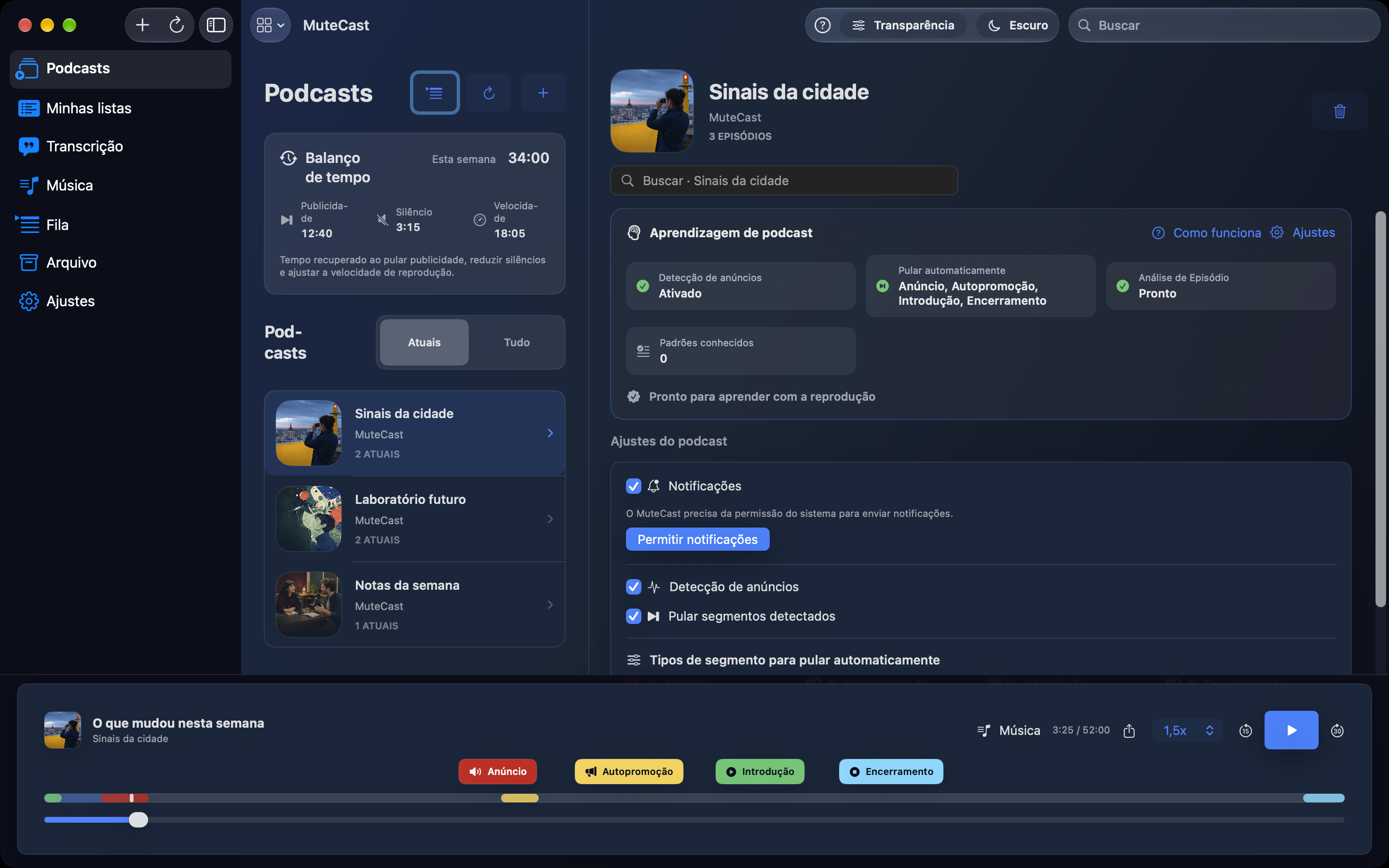 MuteCast Mac screenshot 2: mac dark library