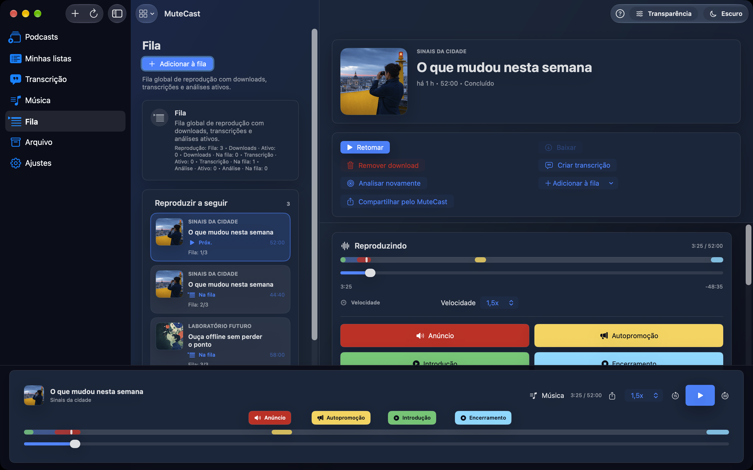 MuteCast Mac screenshot 8: mac dark queue