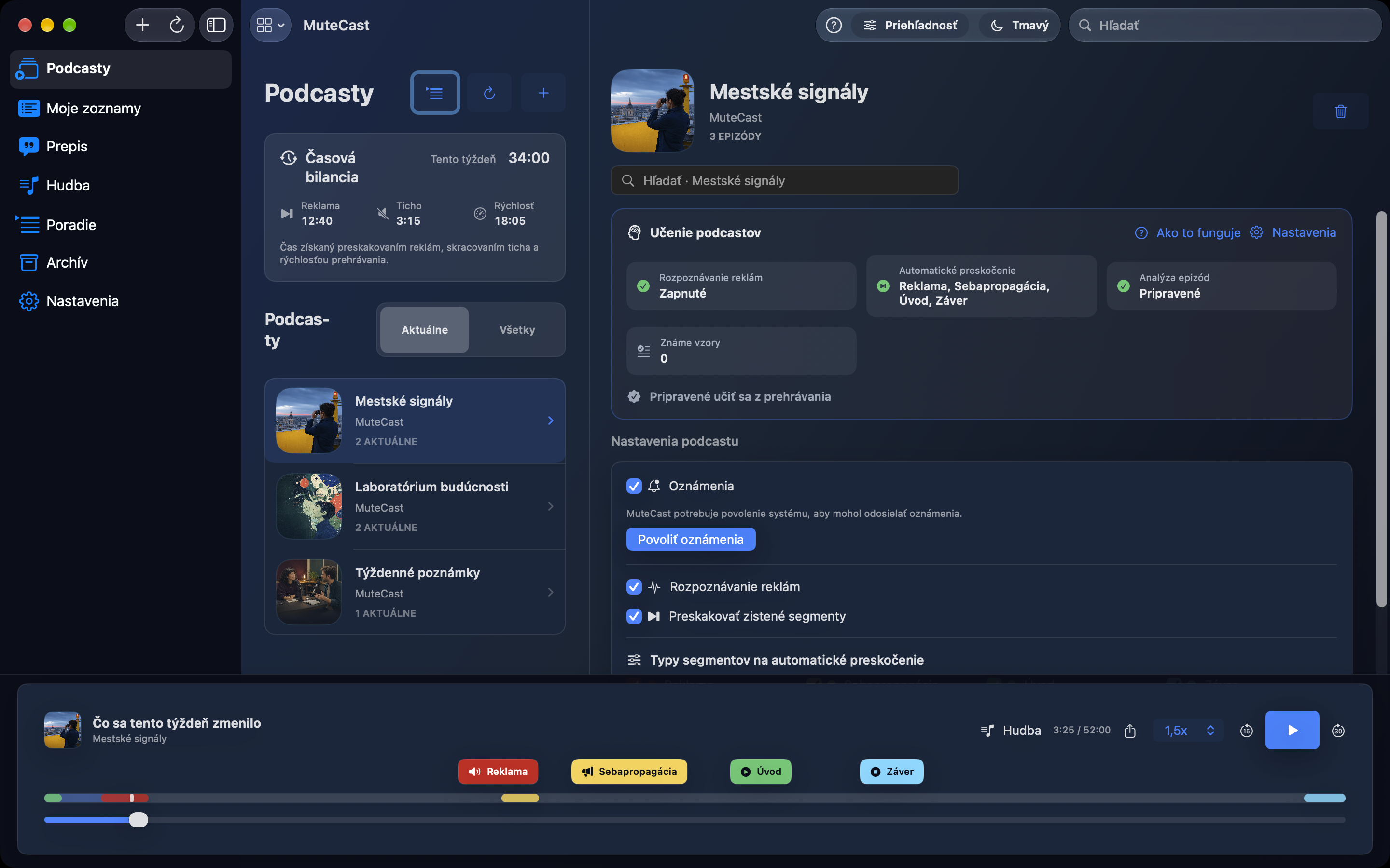 MuteCast Mac screenshot 2: mac dark library