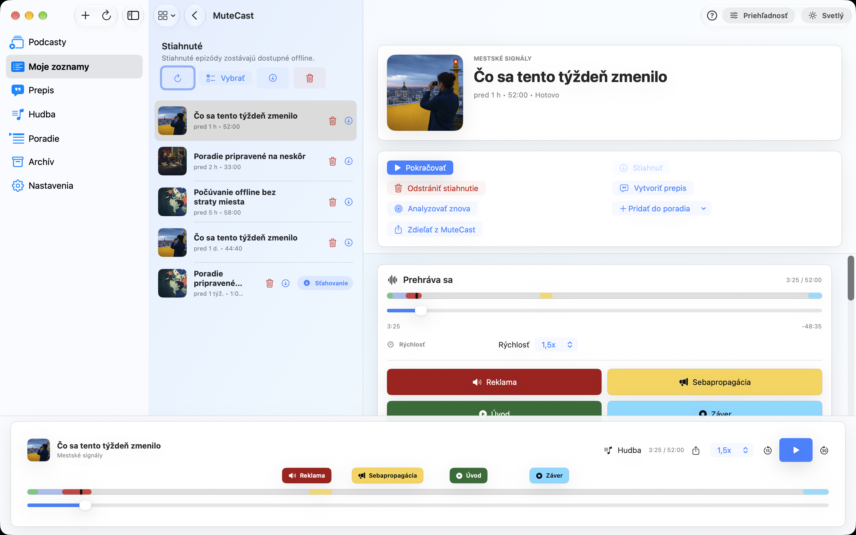 MuteCast Mac screenshot 7: Moje zoznamy