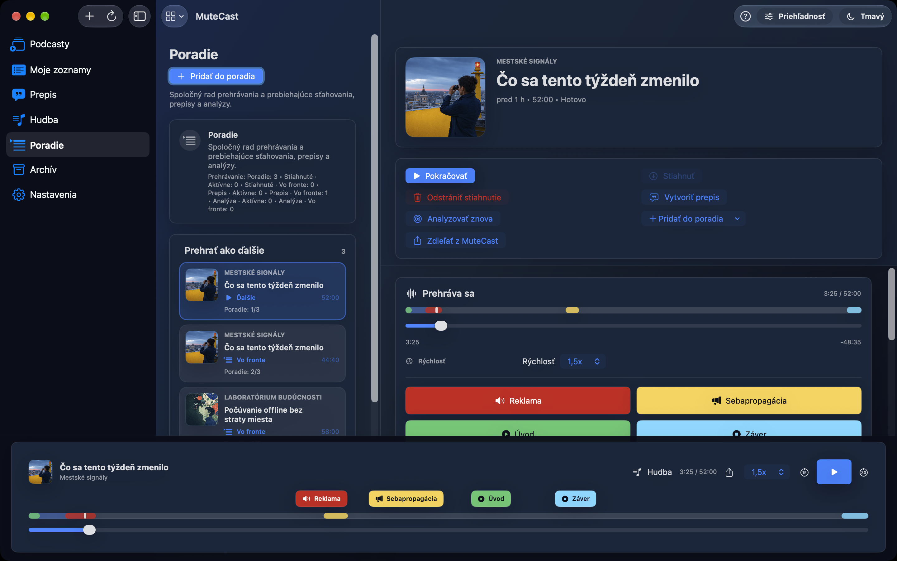 MuteCast Mac screenshot 8: mac dark queue