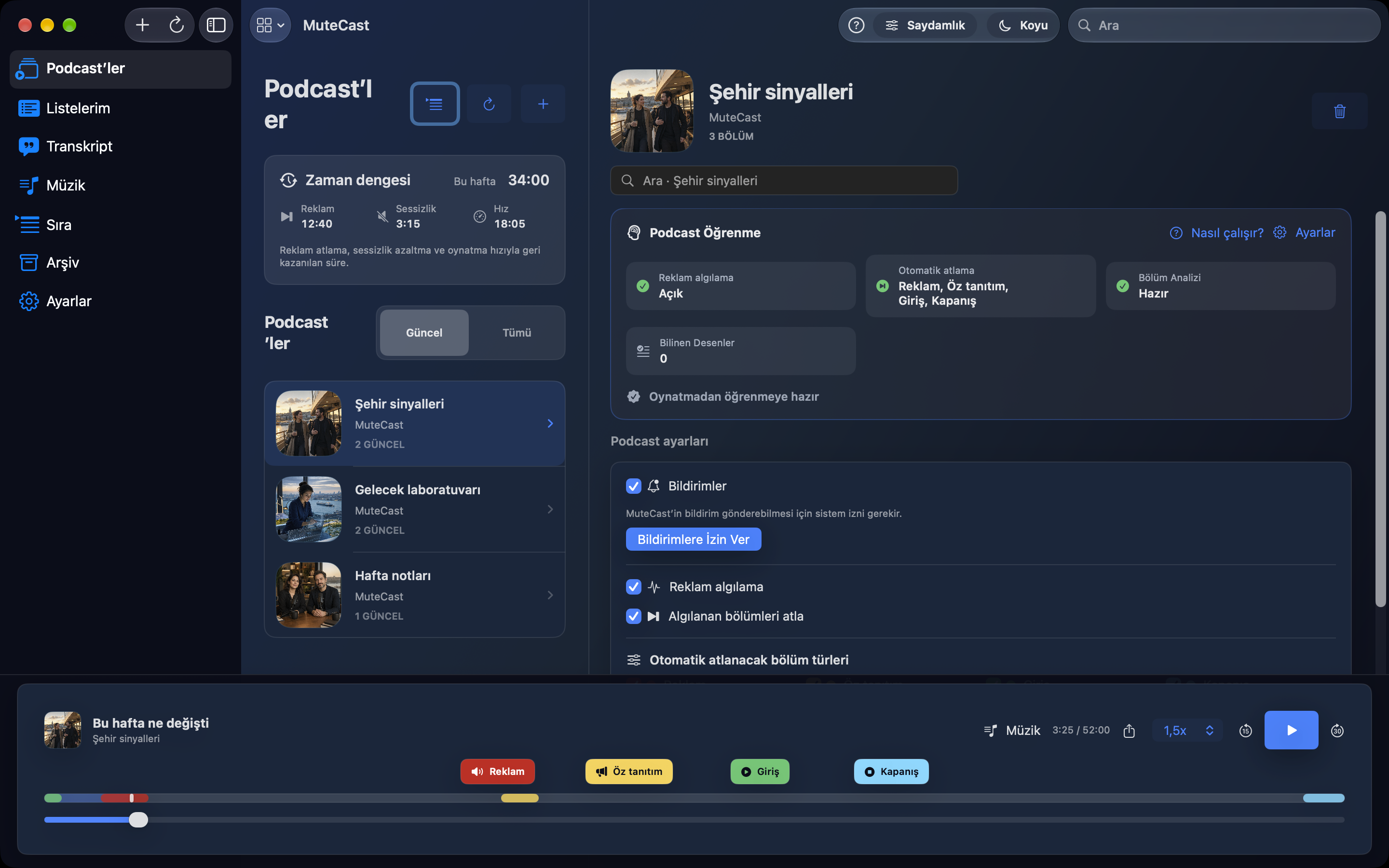 MuteCast Mac screenshot 2: mac dark library