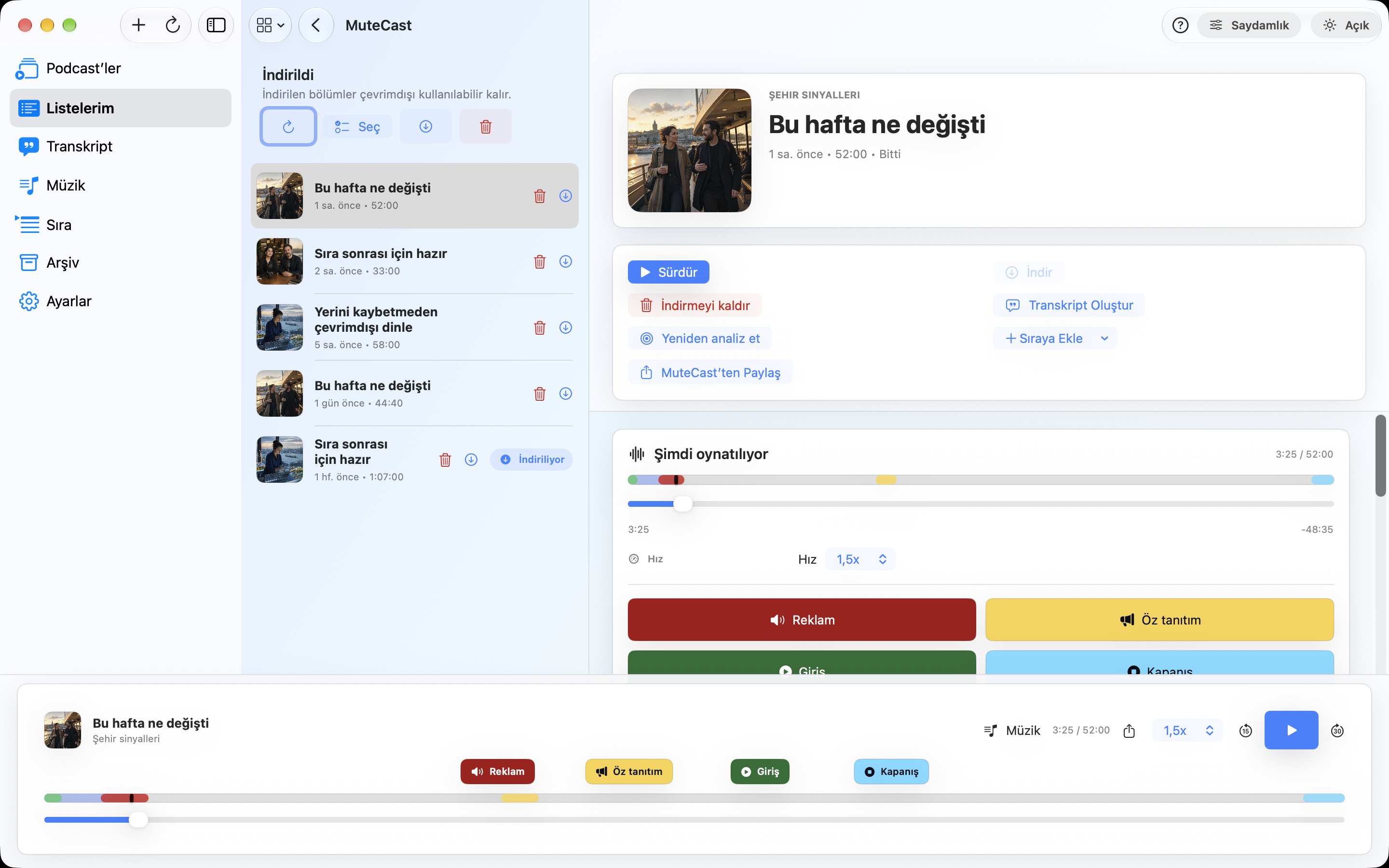 MuteCast Mac screenshot 7: Listelerim