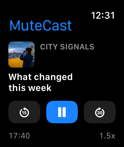 MuteCast Apple Watch screenshot 1: watch 46 main
