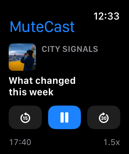 MuteCast Apple Watch screenshot 1: watch 46 main