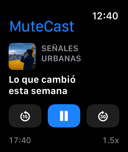 MuteCast Apple Watch screenshot 1: watch 46 main