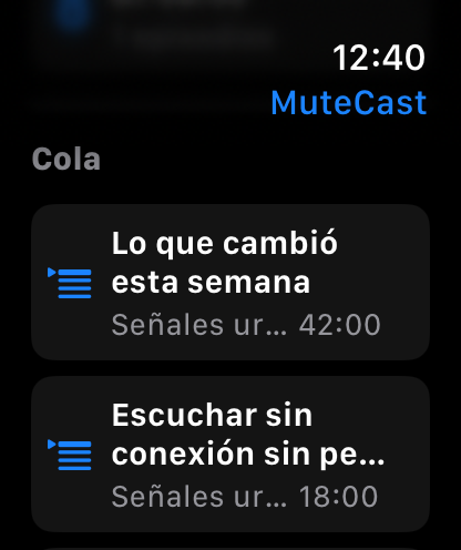 MuteCast Apple Watch screenshot 4: watch 46 queue