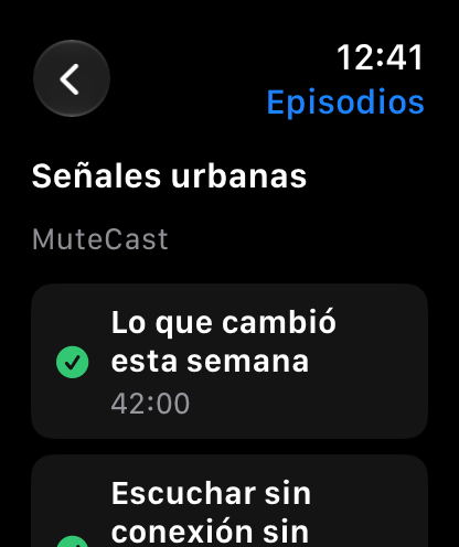 MuteCast Apple Watch screenshot 7: watch 46 episodes
