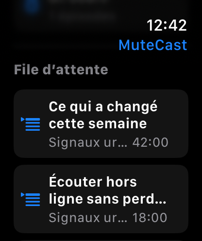 MuteCast Apple Watch screenshot 4: watch 46 queue