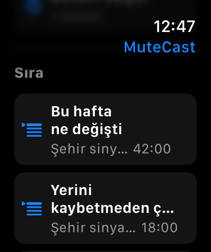 MuteCast Apple Watch screenshot 4: watch 46 queue