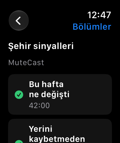 MuteCast Apple Watch screenshot 7: watch 46 episodes