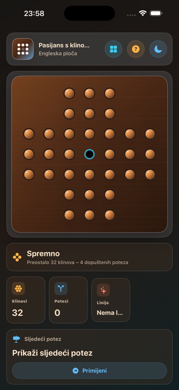 Wood Peg Solitaire ios App Store screenshot 1