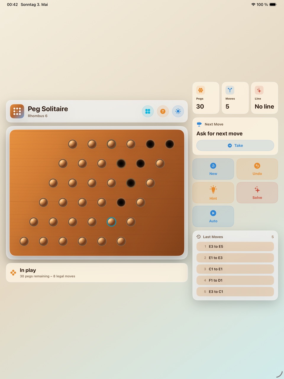Wood Peg Solitaire ipados App Store screenshot 6