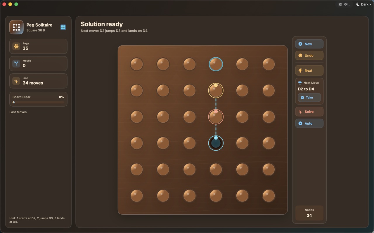 Wood Peg Solitaire macos App Store screenshot 9