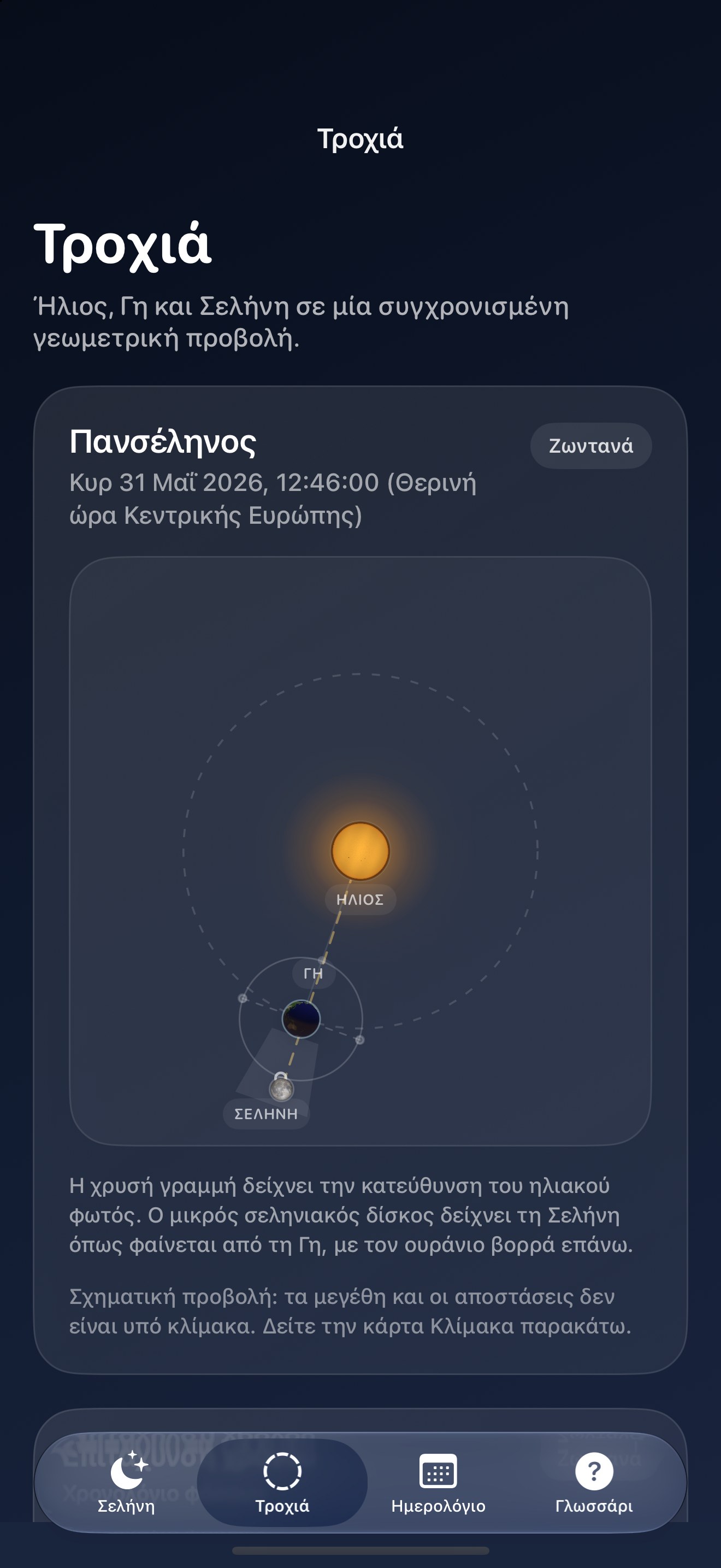 Selene iPhone screenshot 4: iPhone · Τροχιά