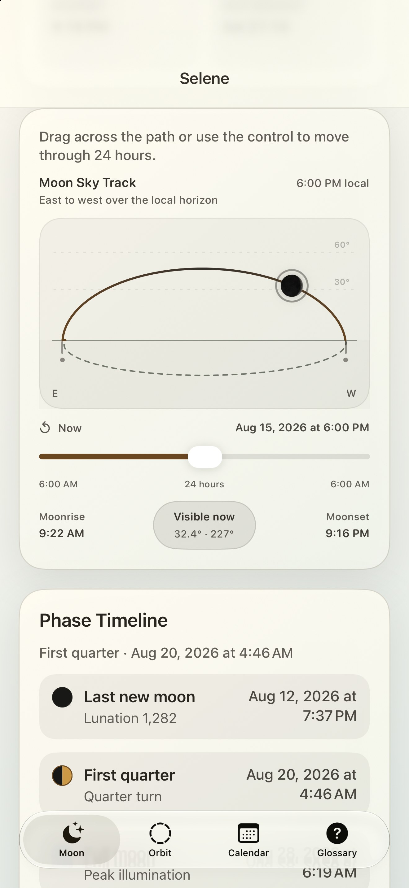 Selene iPhone screenshot 5: iPhone · Moon Sky Track