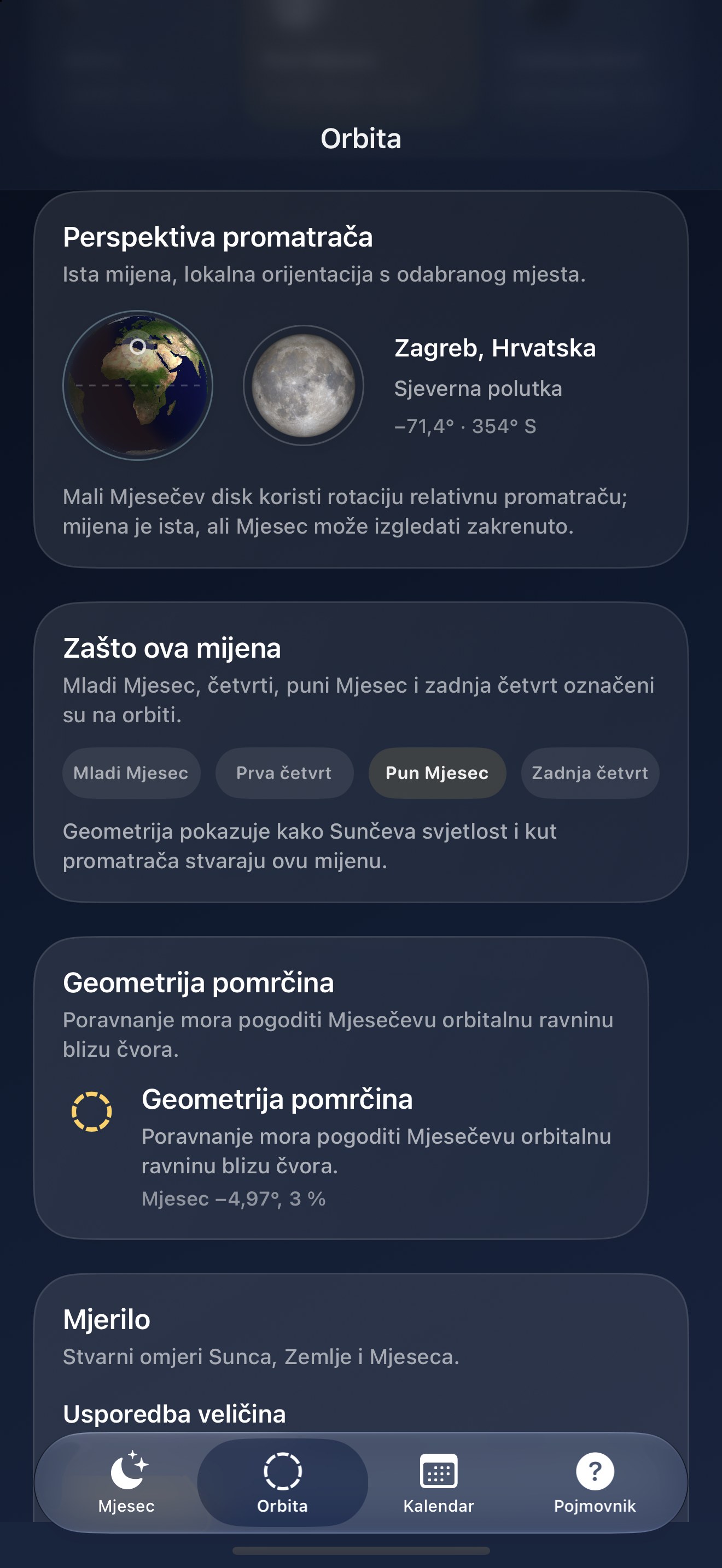 Selene iPhone screenshot 7: iPhone · Promatranje