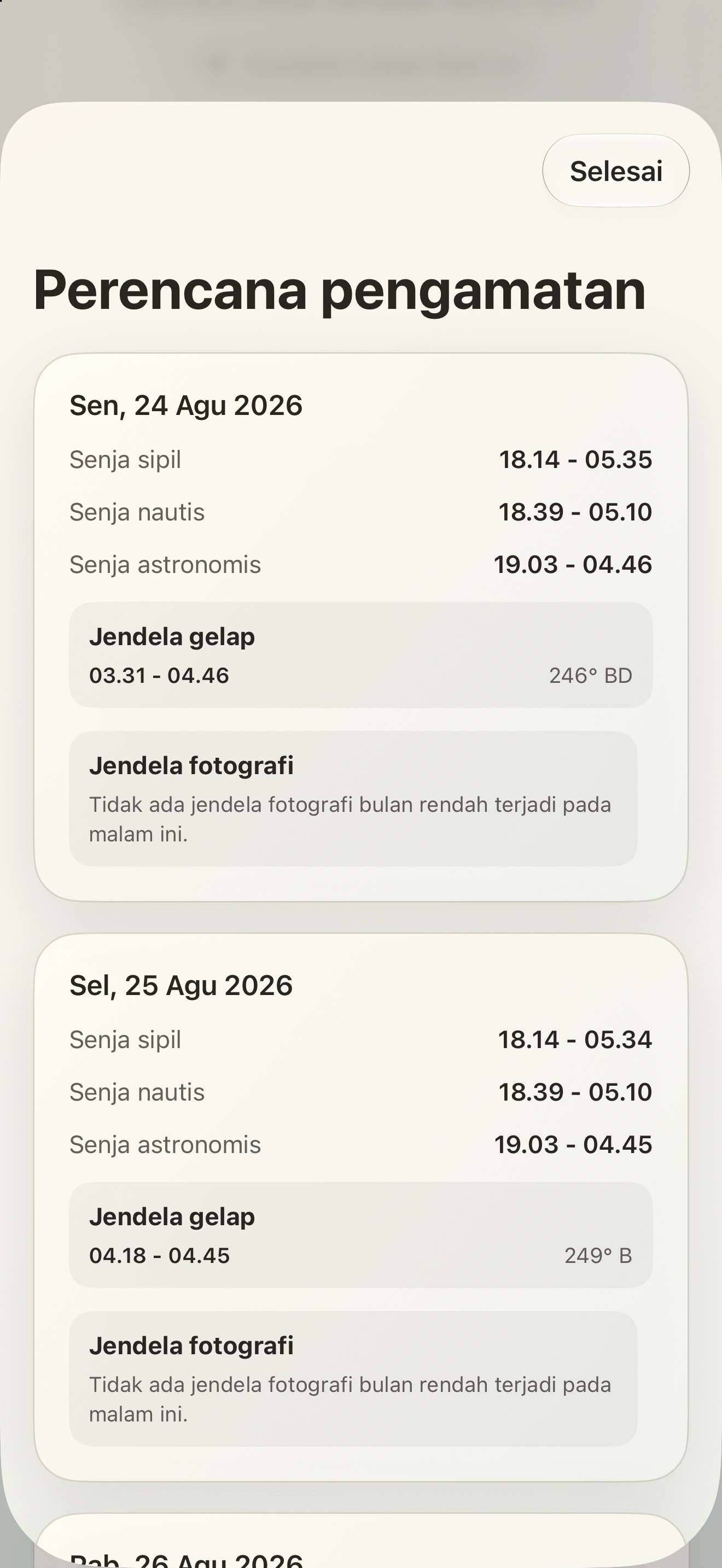 Selene iPhone screenshot 10: iPhone · Perencana pengamatan