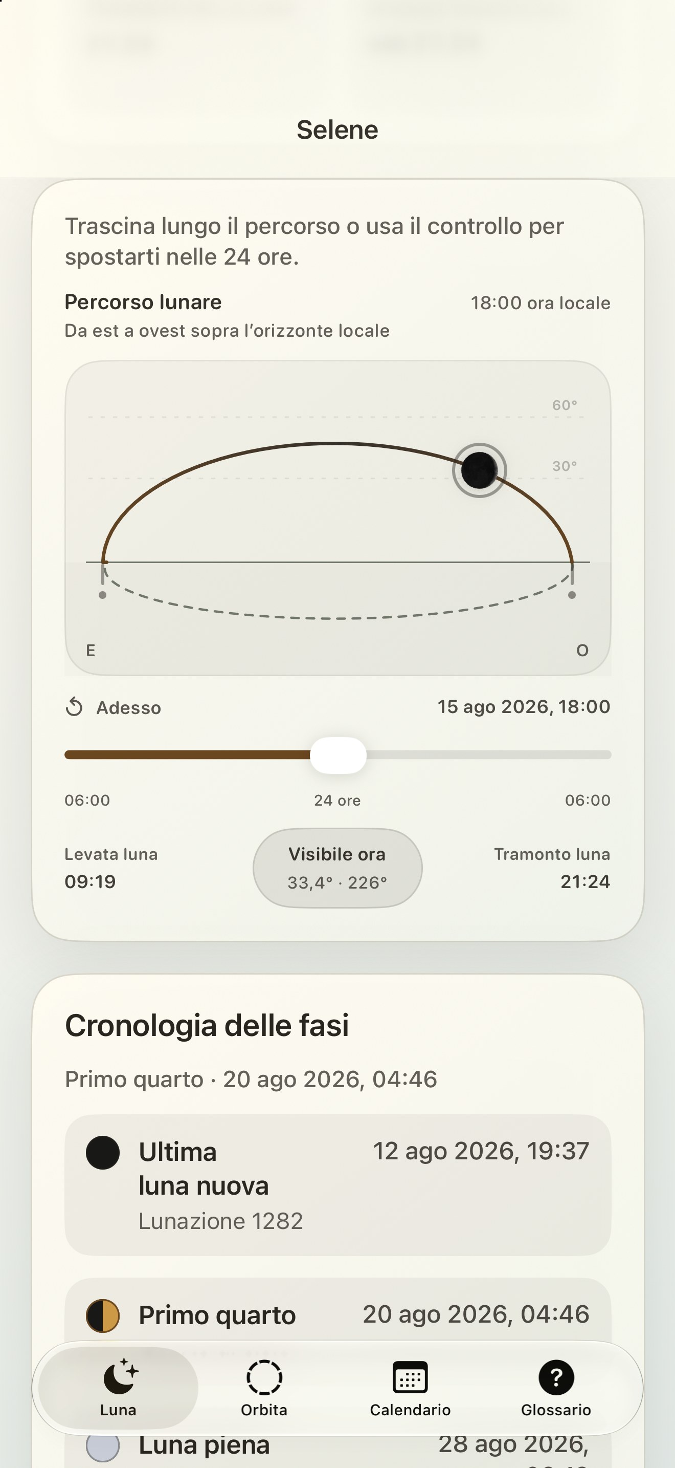 Selene iPhone screenshot 5: iPhone · Percorso lunare
