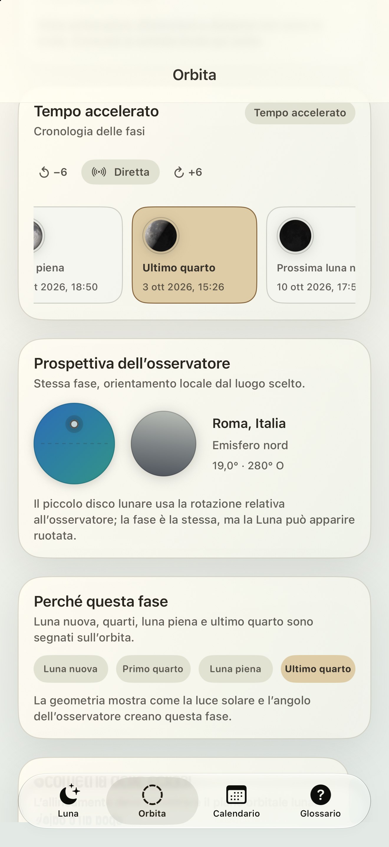 Selene iPhone screenshot 6: iPhone · Cronologia delle fasi