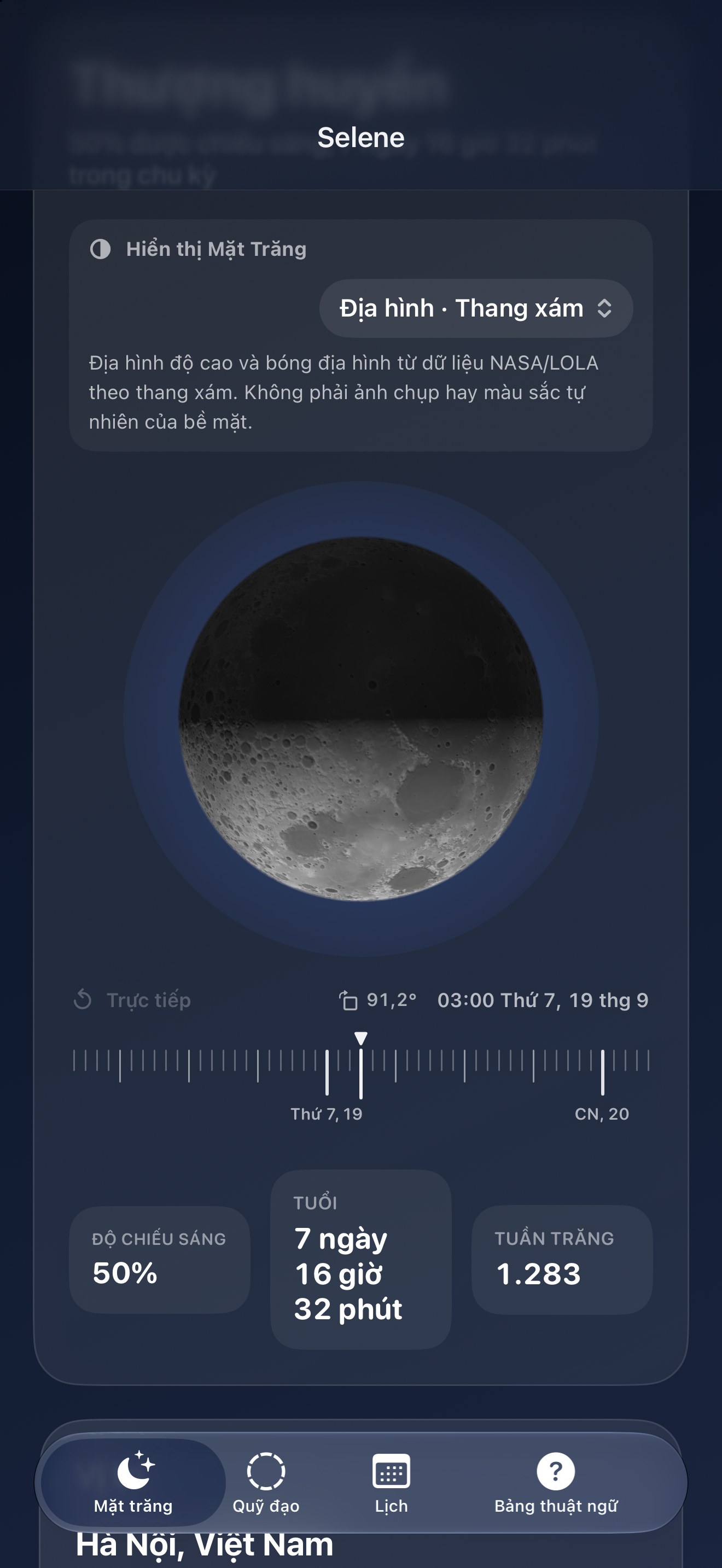 Selene iPhone screenshot 9: iPhone · Địa hình · Thang xám