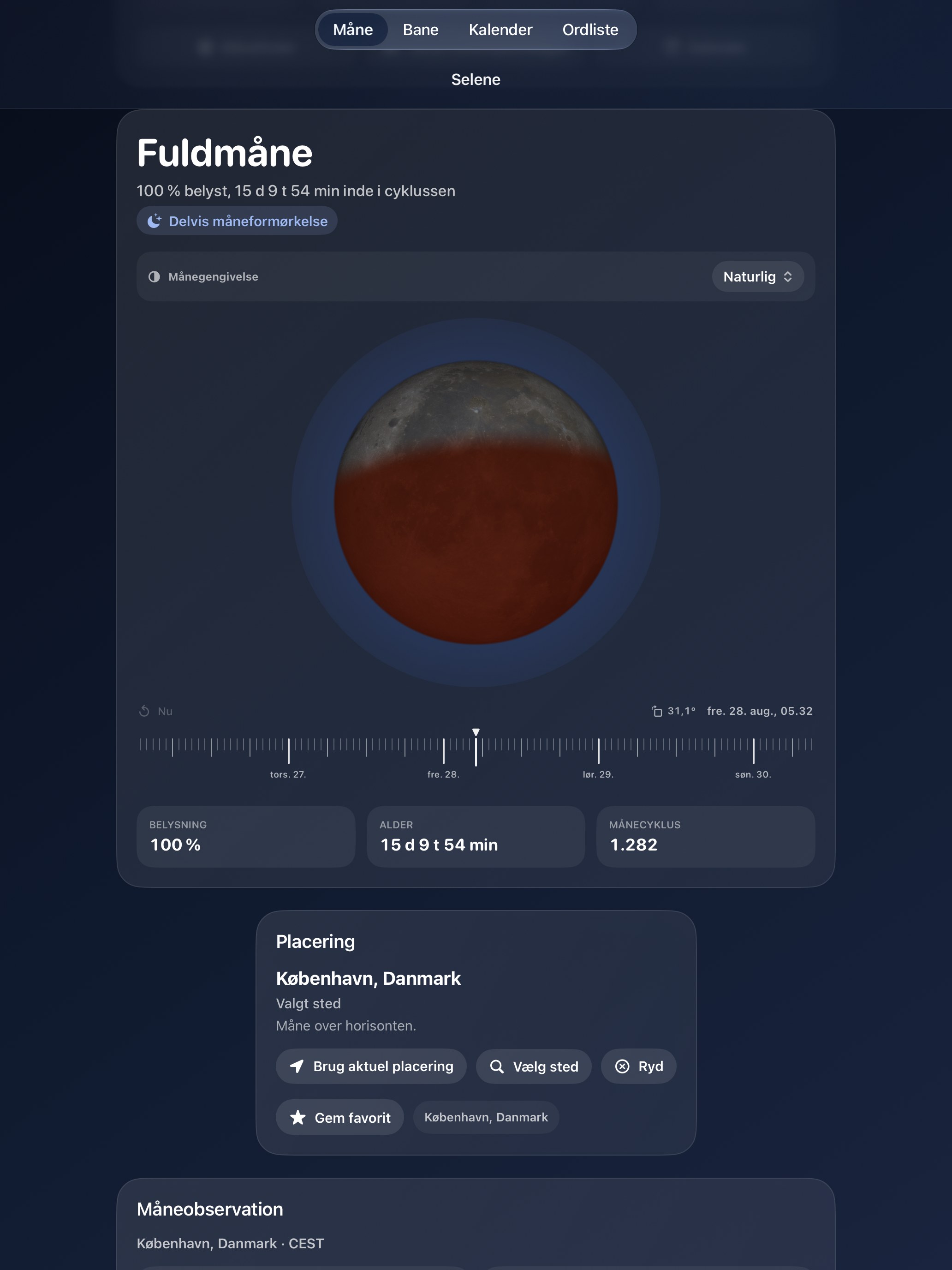 Selene iPad screenshot 8: iPad · Formørkelser