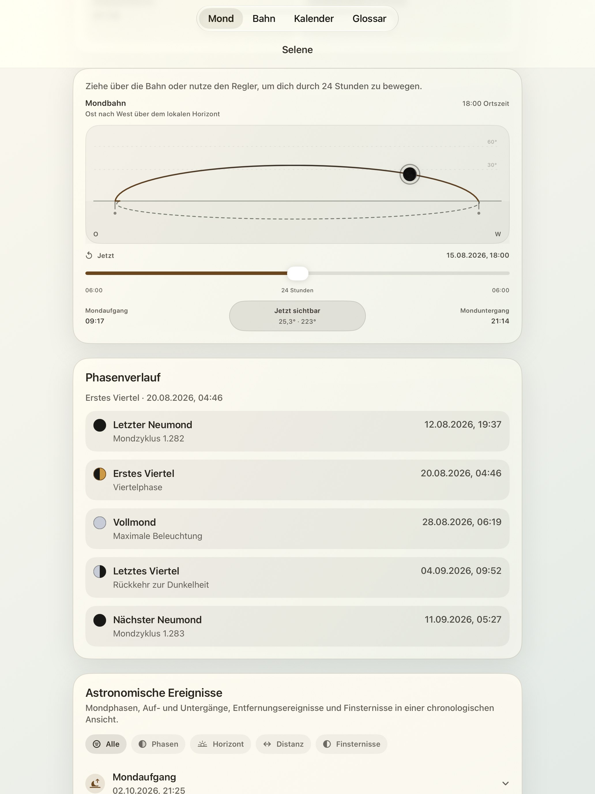 Selene iPad screenshot 5: iPad · Mondbahn