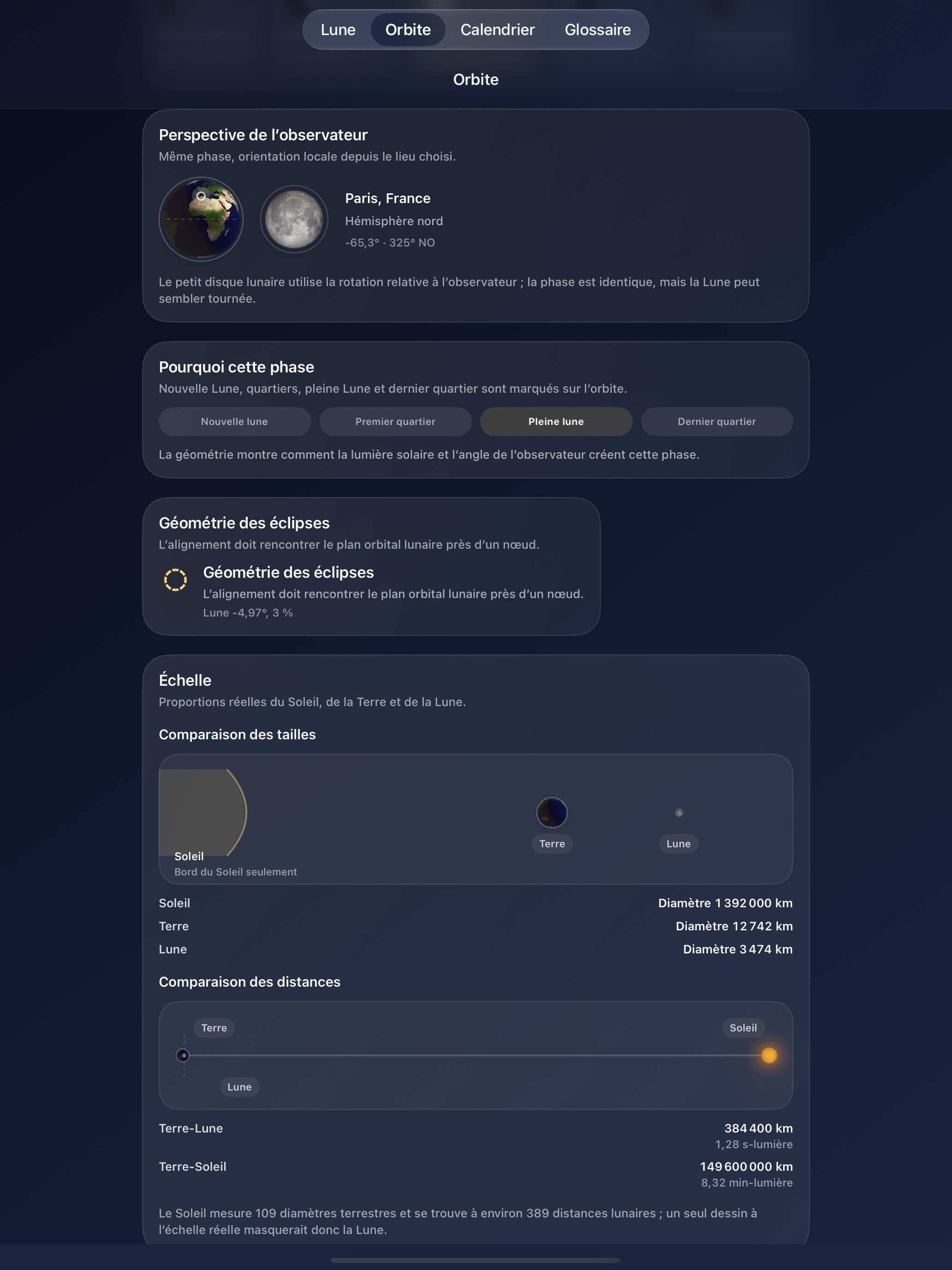 Selene iPad screenshot 7: iPad · Observation lunaire