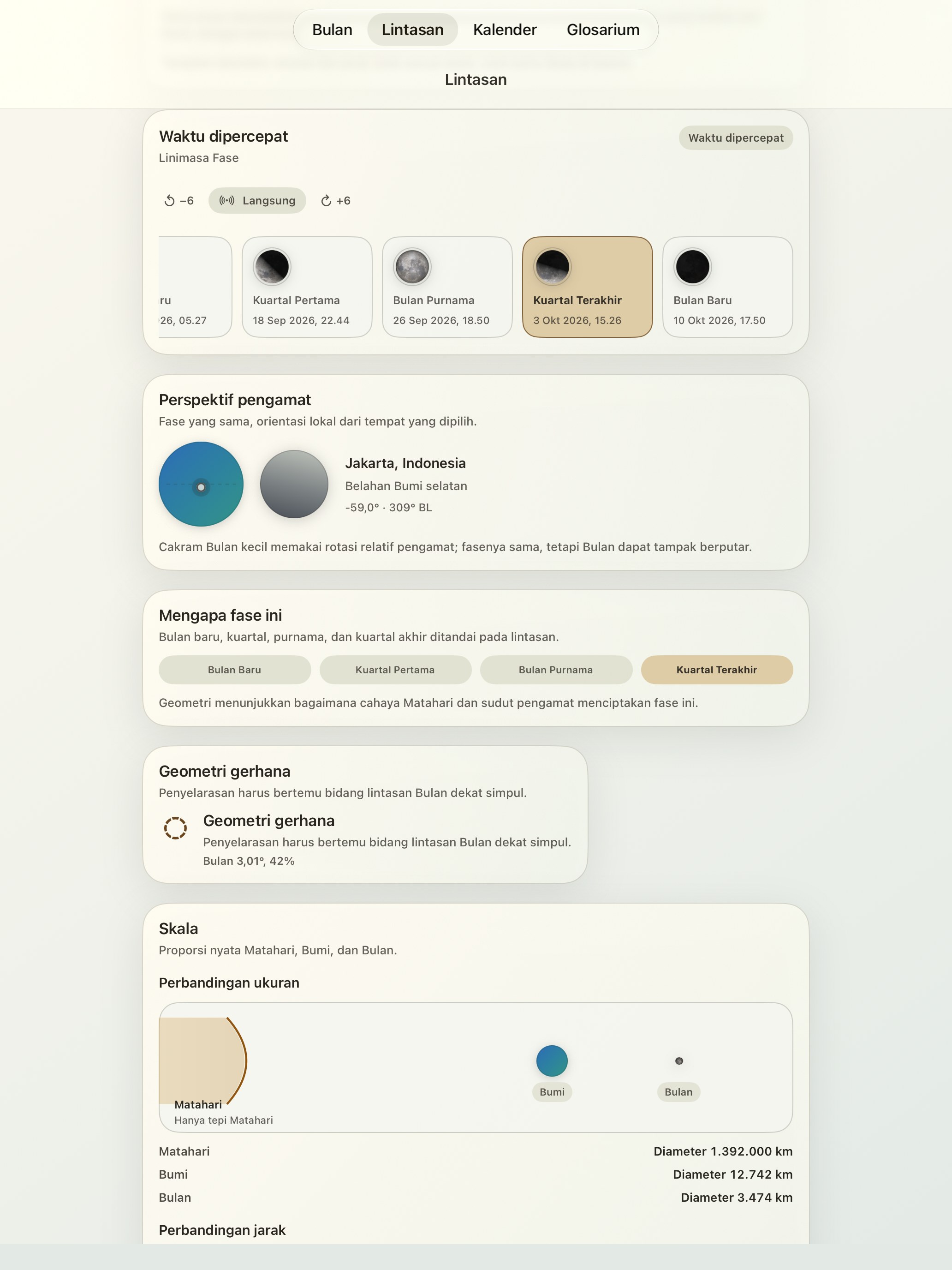 Selene iPad screenshot 6: iPad · Linimasa Fase