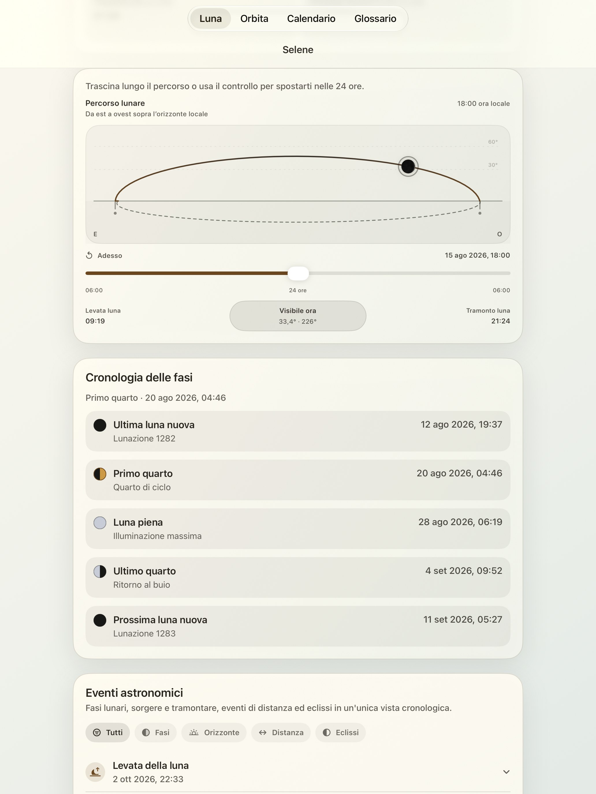 Selene iPad screenshot 5: iPad · Percorso lunare
