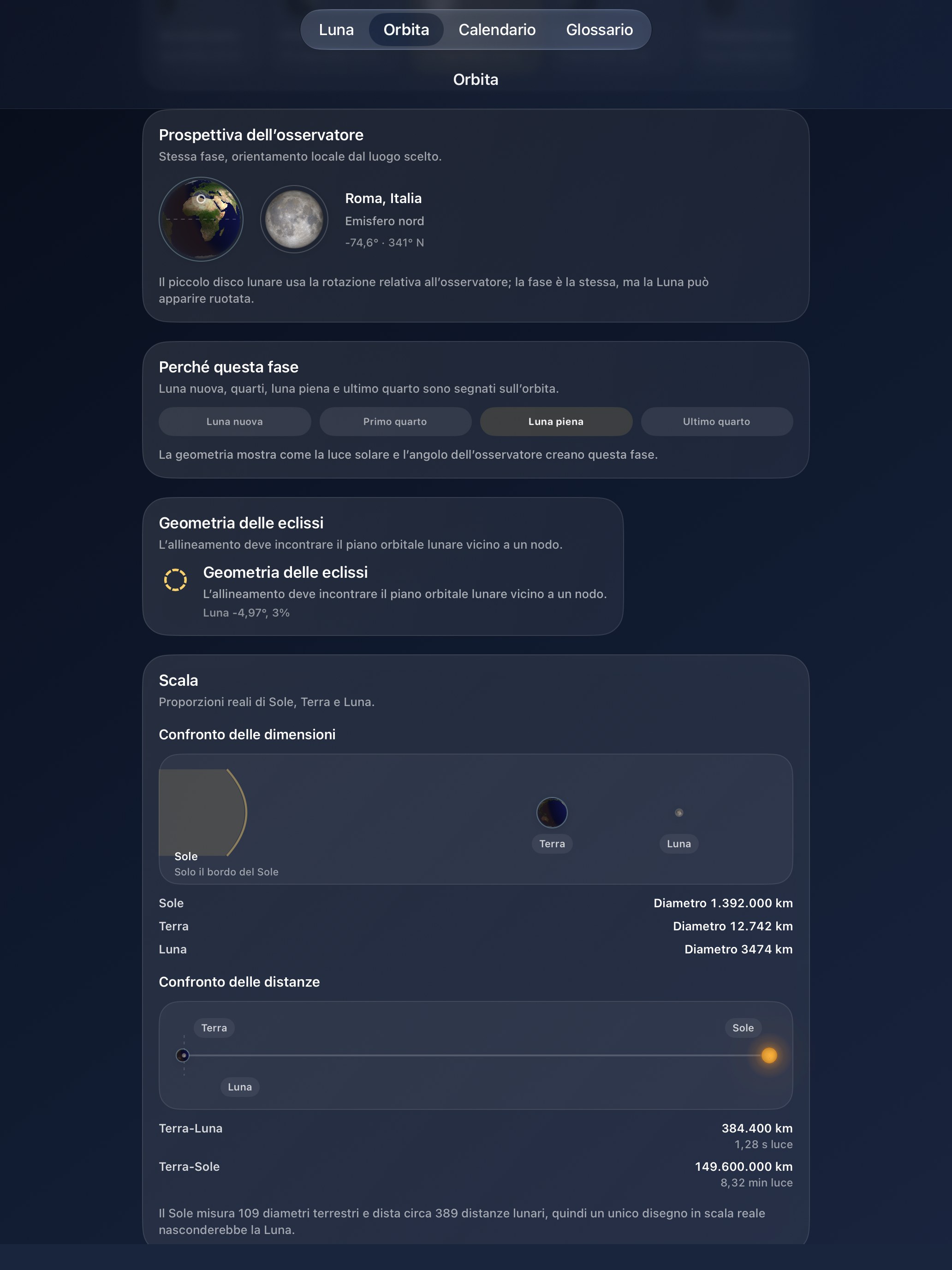 Selene iPad screenshot 7: iPad · Osservazione