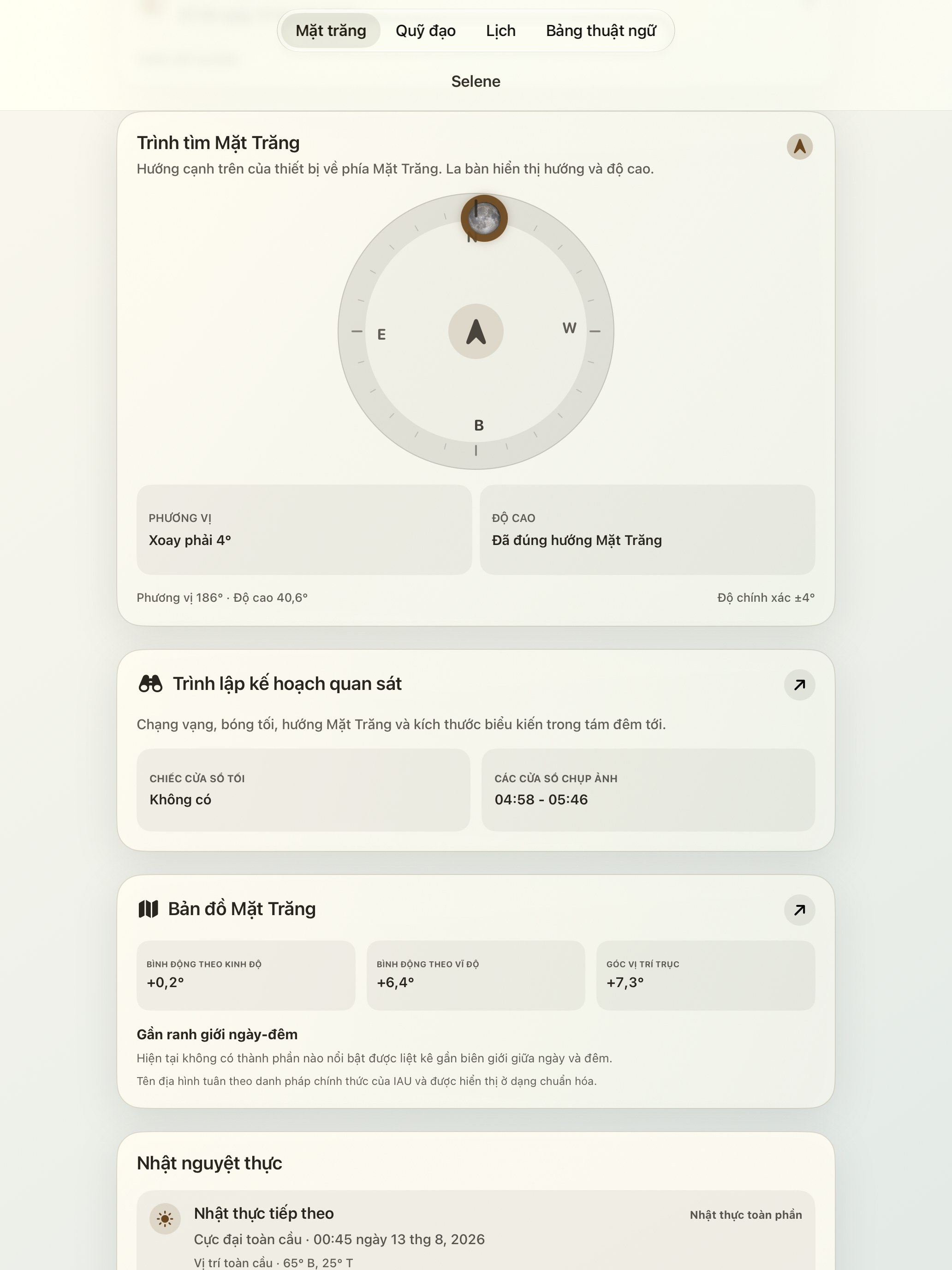 Selene iPad screenshot 2: iPad · Moon Finder và buso mặt trăng