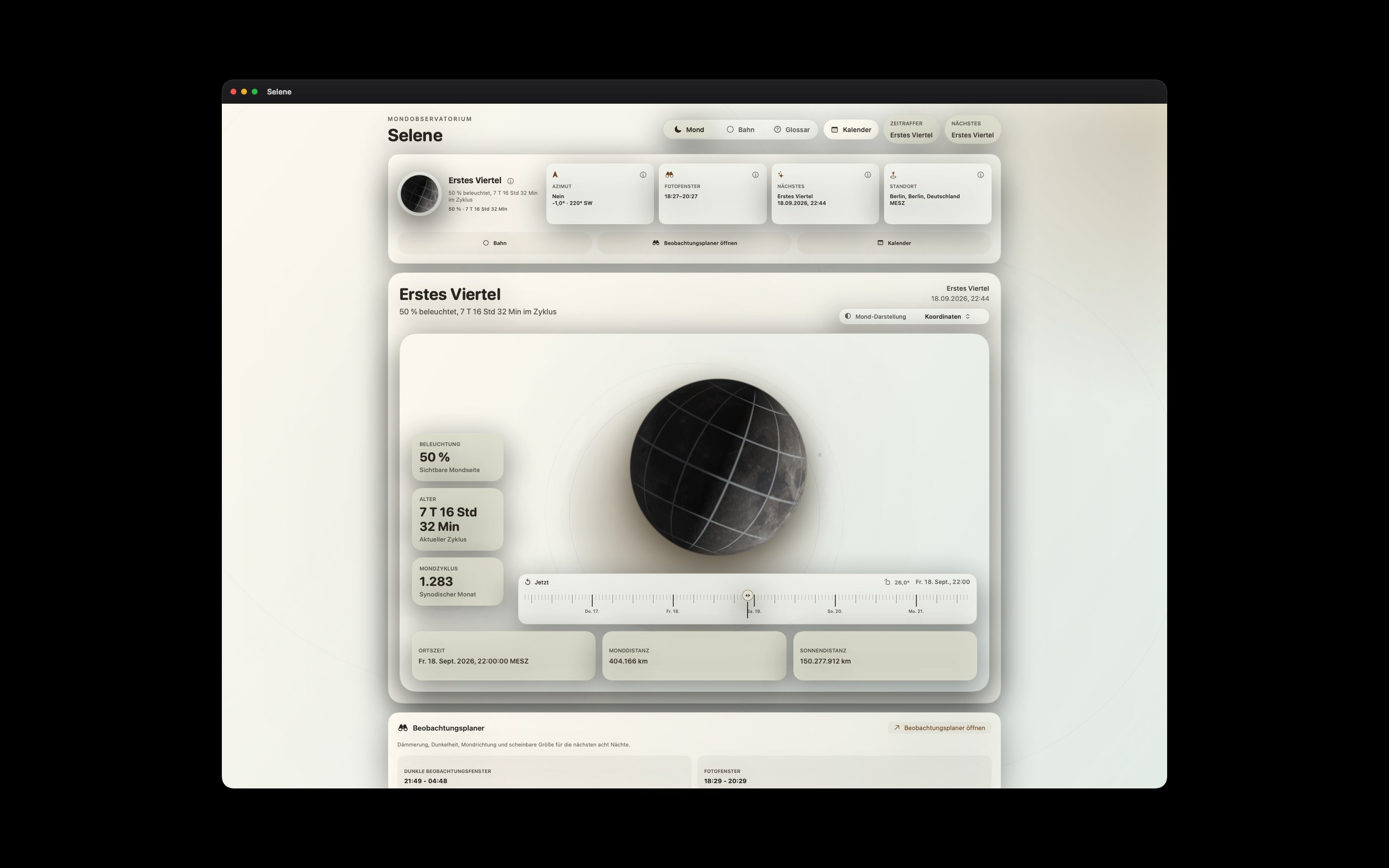 Selene Mac screenshot 10: Mac · Koordinaten