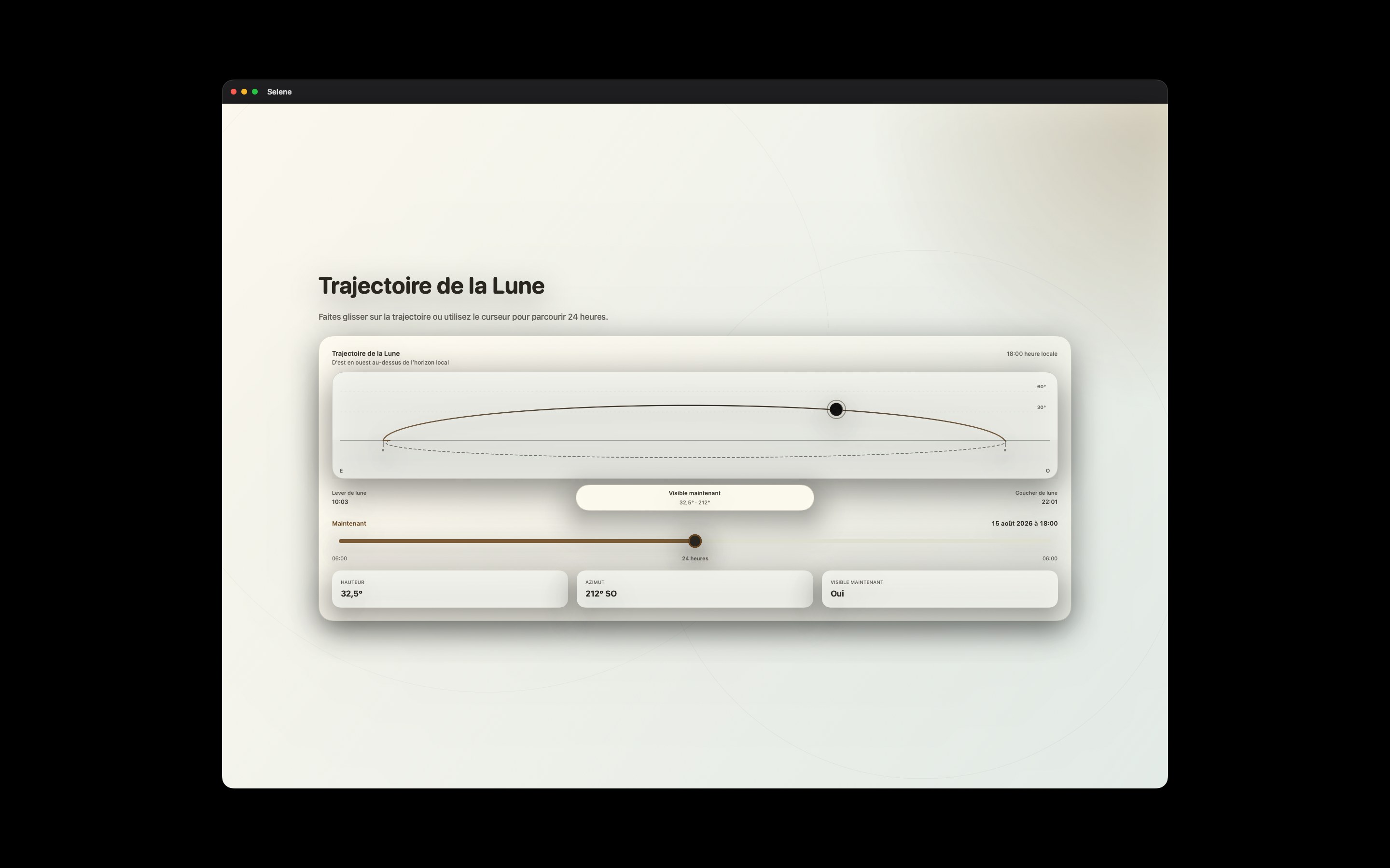 Selene Mac screenshot 2: Mac · Trajectoire de la Lune
