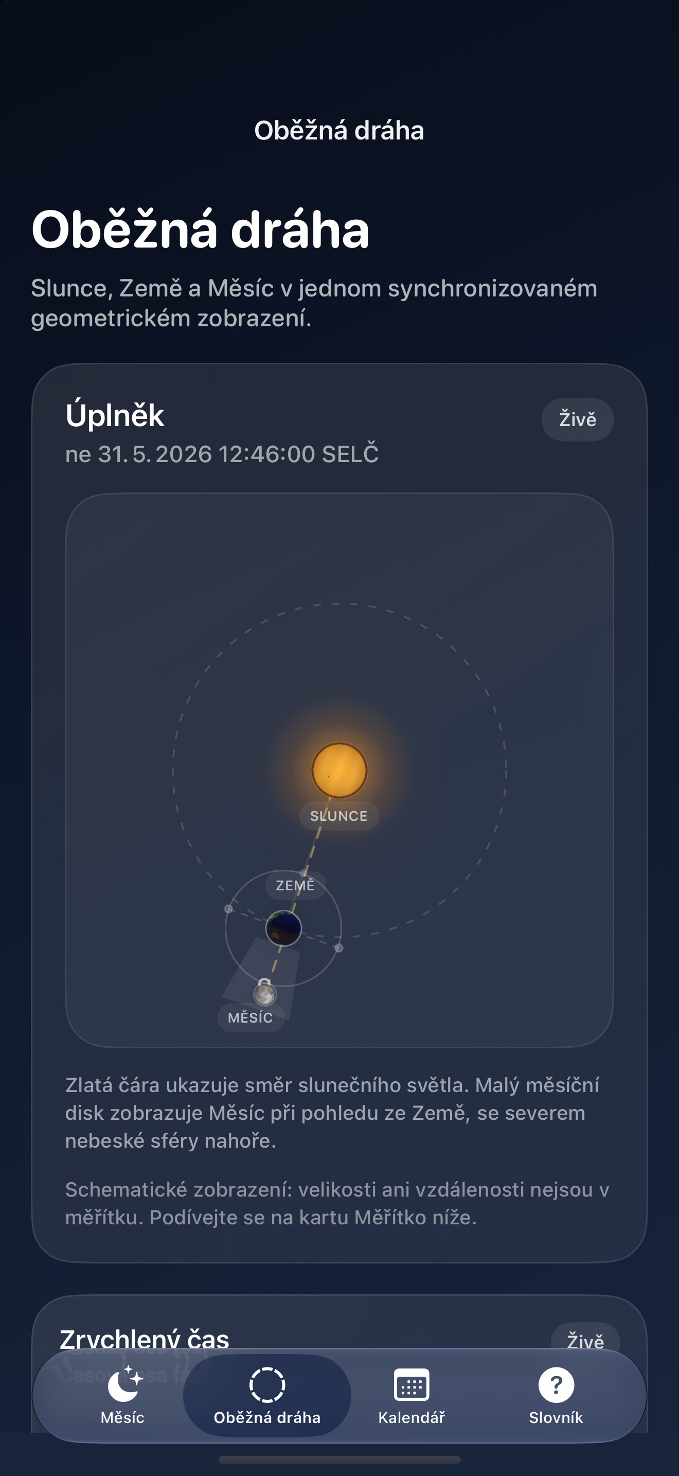 Selene iPhone screenshot 4: iPhone · Oběžná dráha