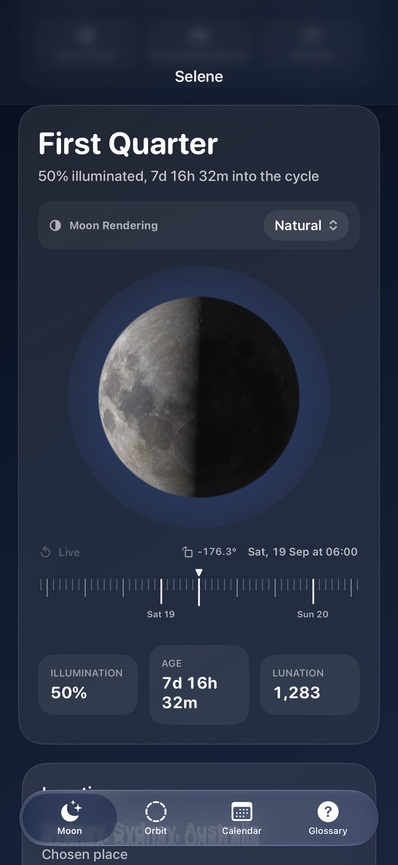 Selene iPhone screenshot 1: iPhone · Moon
