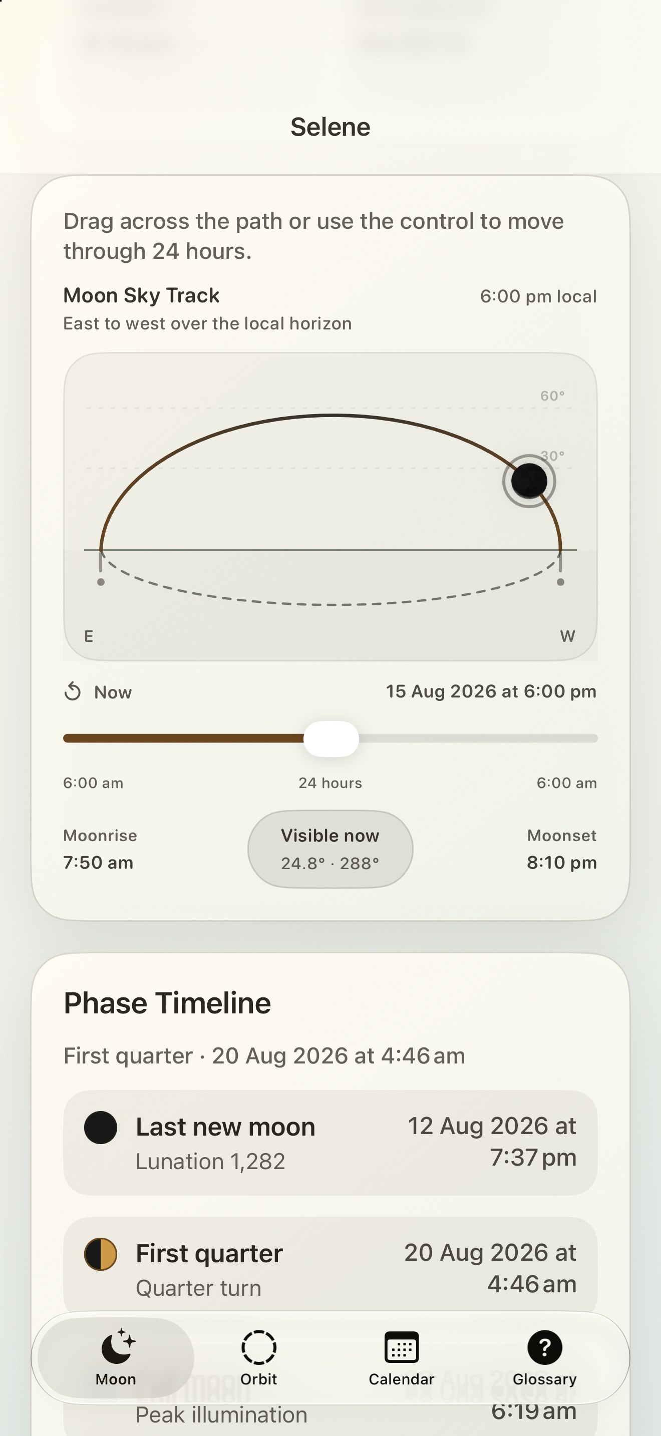 Selene iPhone screenshot 5: iPhone · Moon Sky Track
