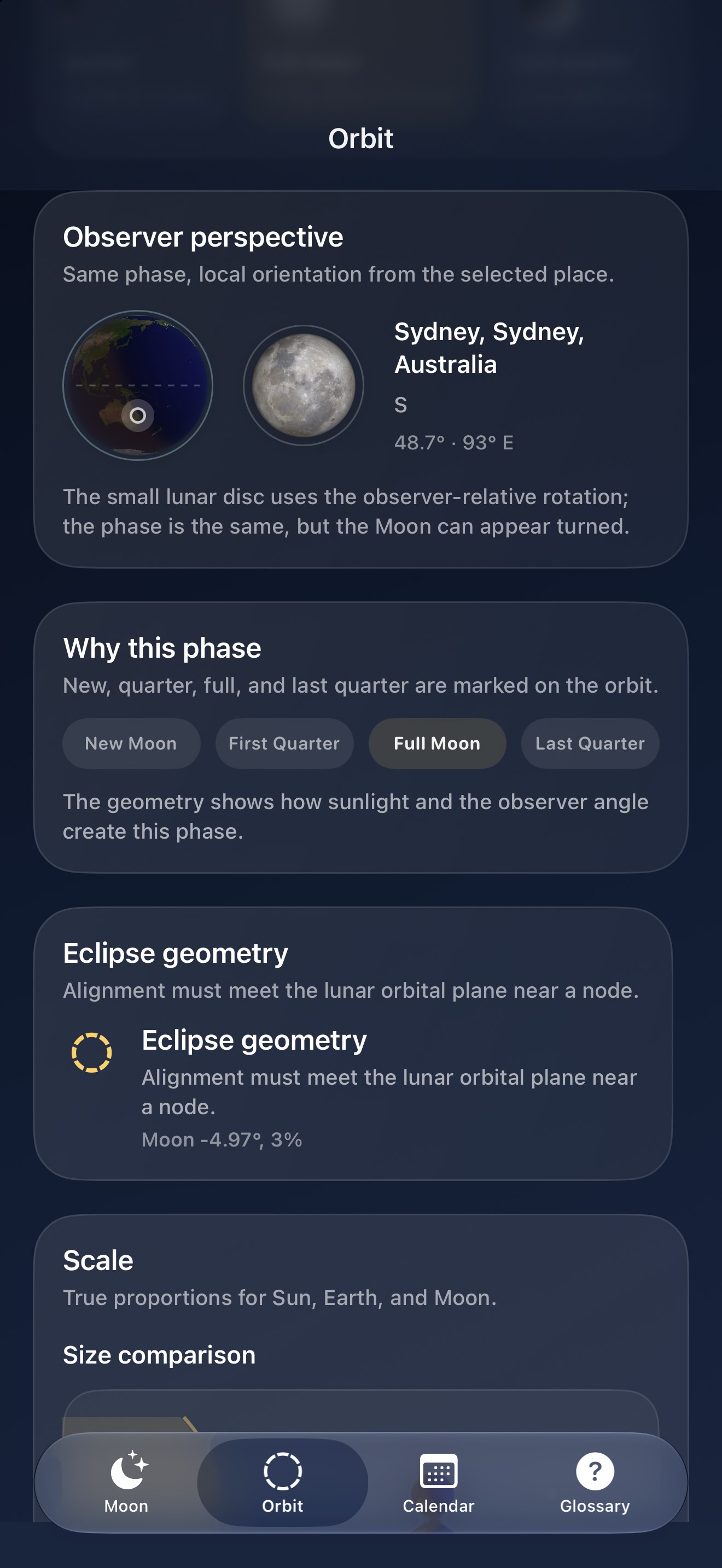 Selene iPhone screenshot 7: iPhone · Observation