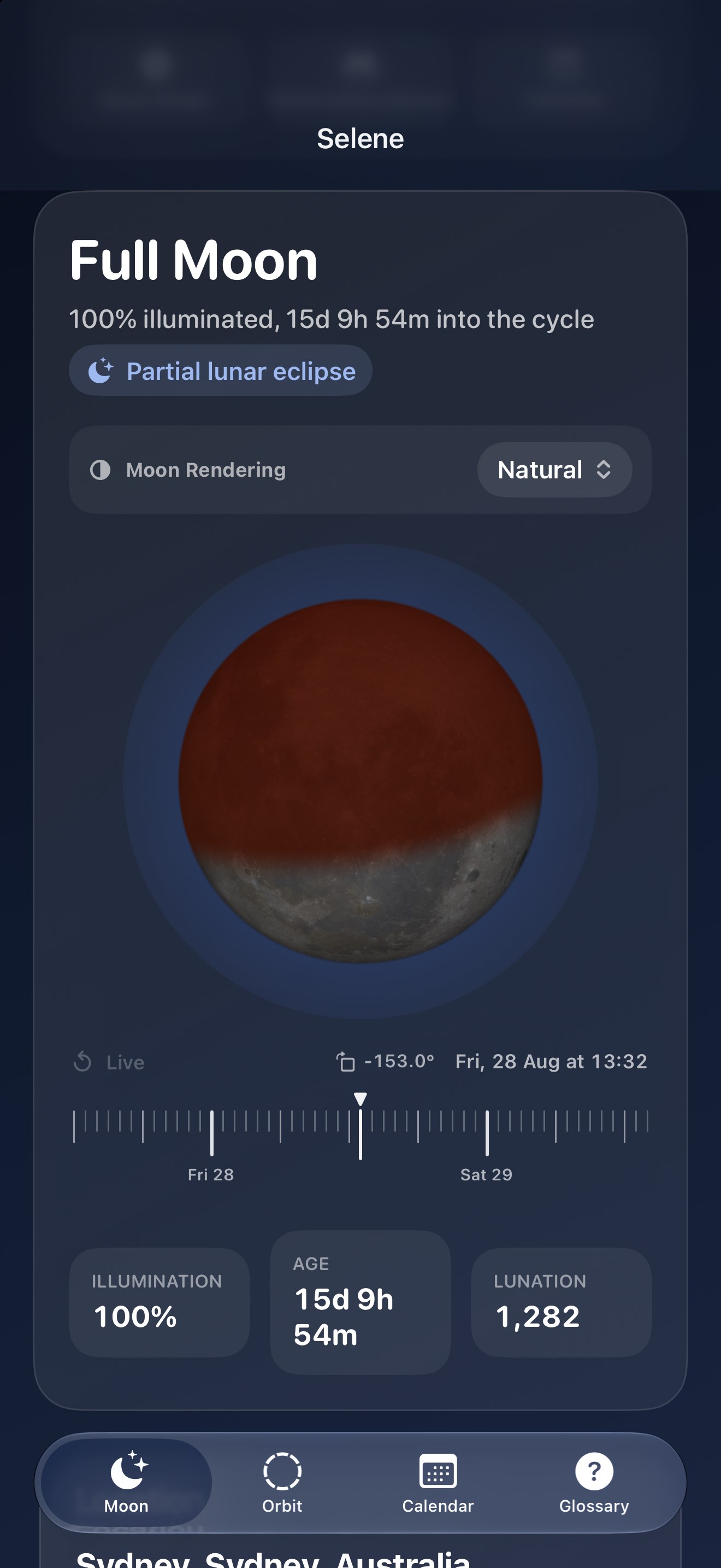 Selene iPhone screenshot 8: iPhone · Eclipses