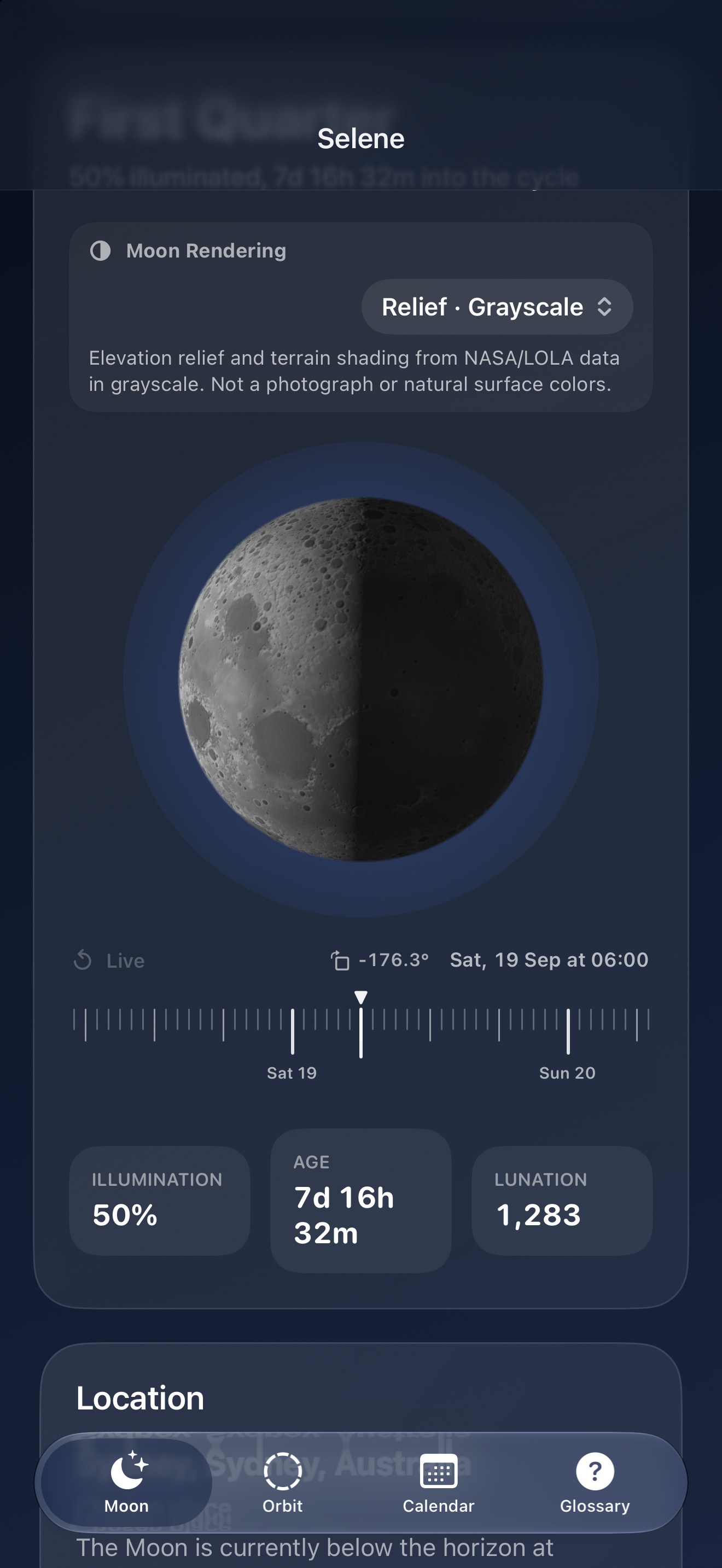Selene iPhone screenshot 9: iPhone · Relief · Greyscale