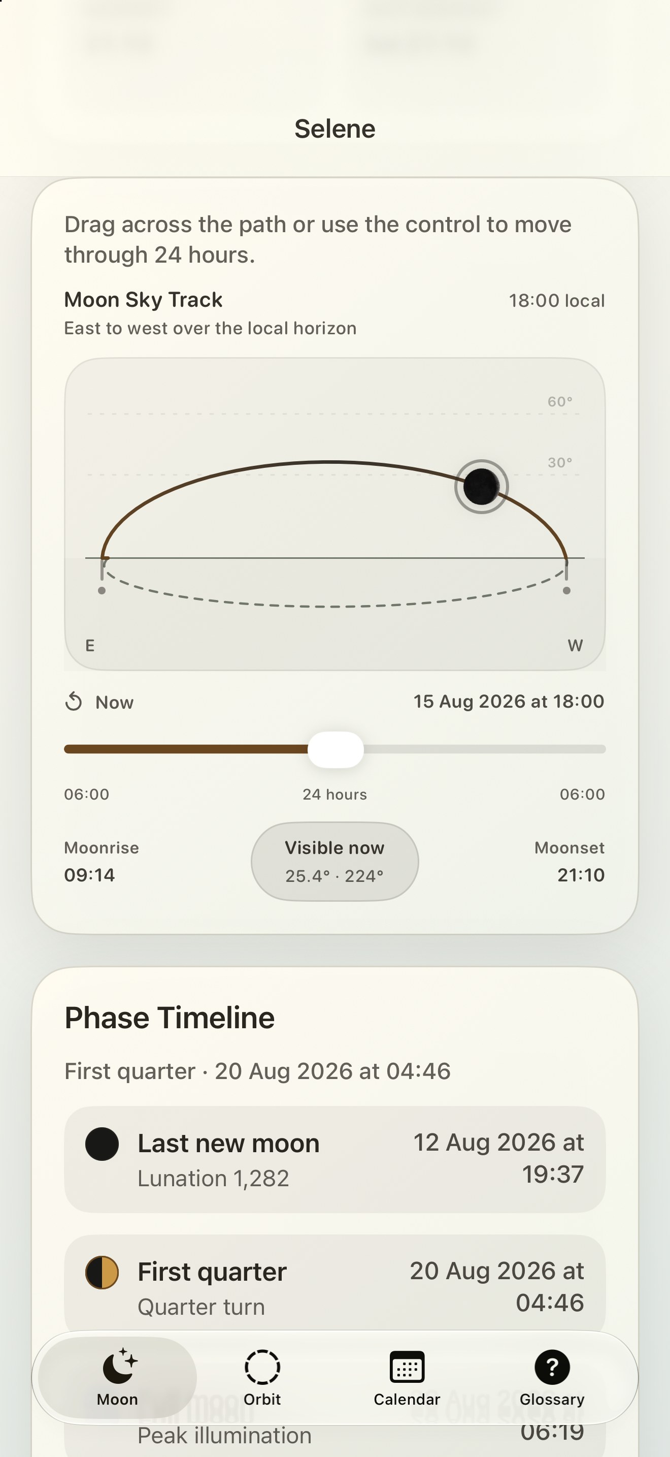 Selene iPhone screenshot 5: iPhone · Moon Sky Track